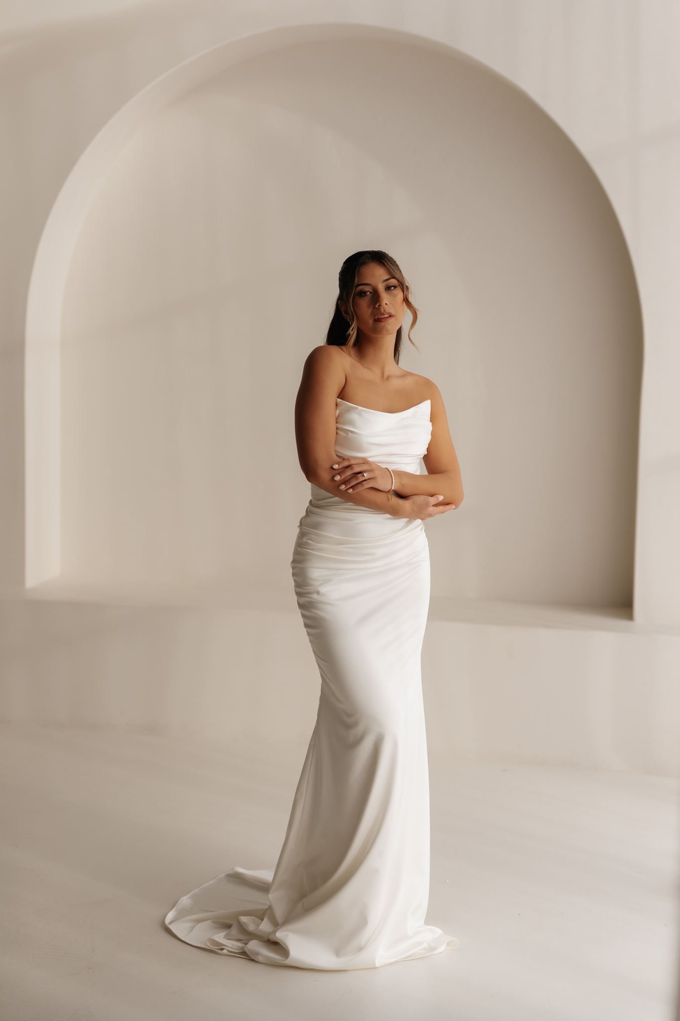 Erin Clare Bridal Gemma Strapless Satin Gown with Wrap
