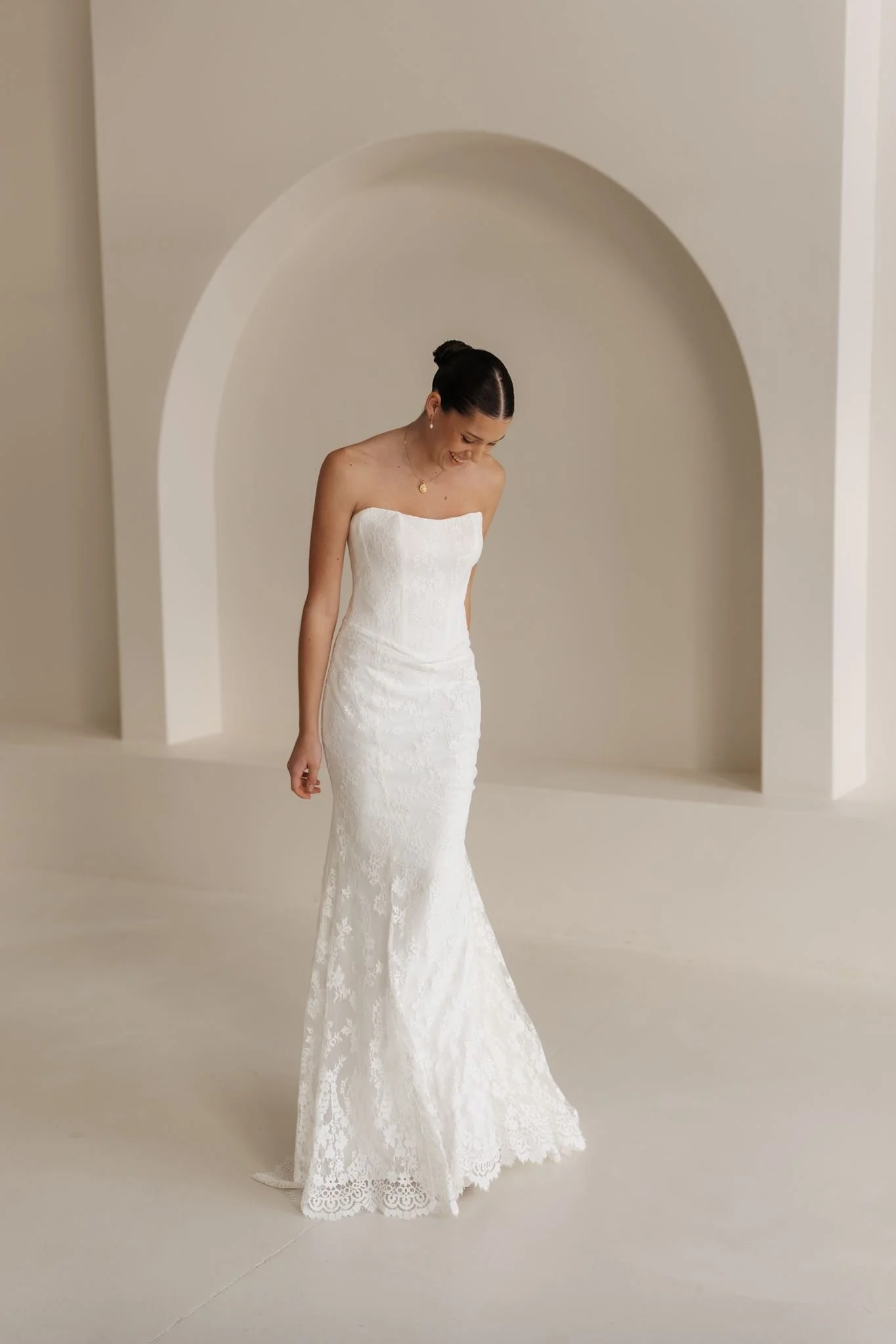 Erin Clare Bridal Olivia Strapless Lace Wedding Gown