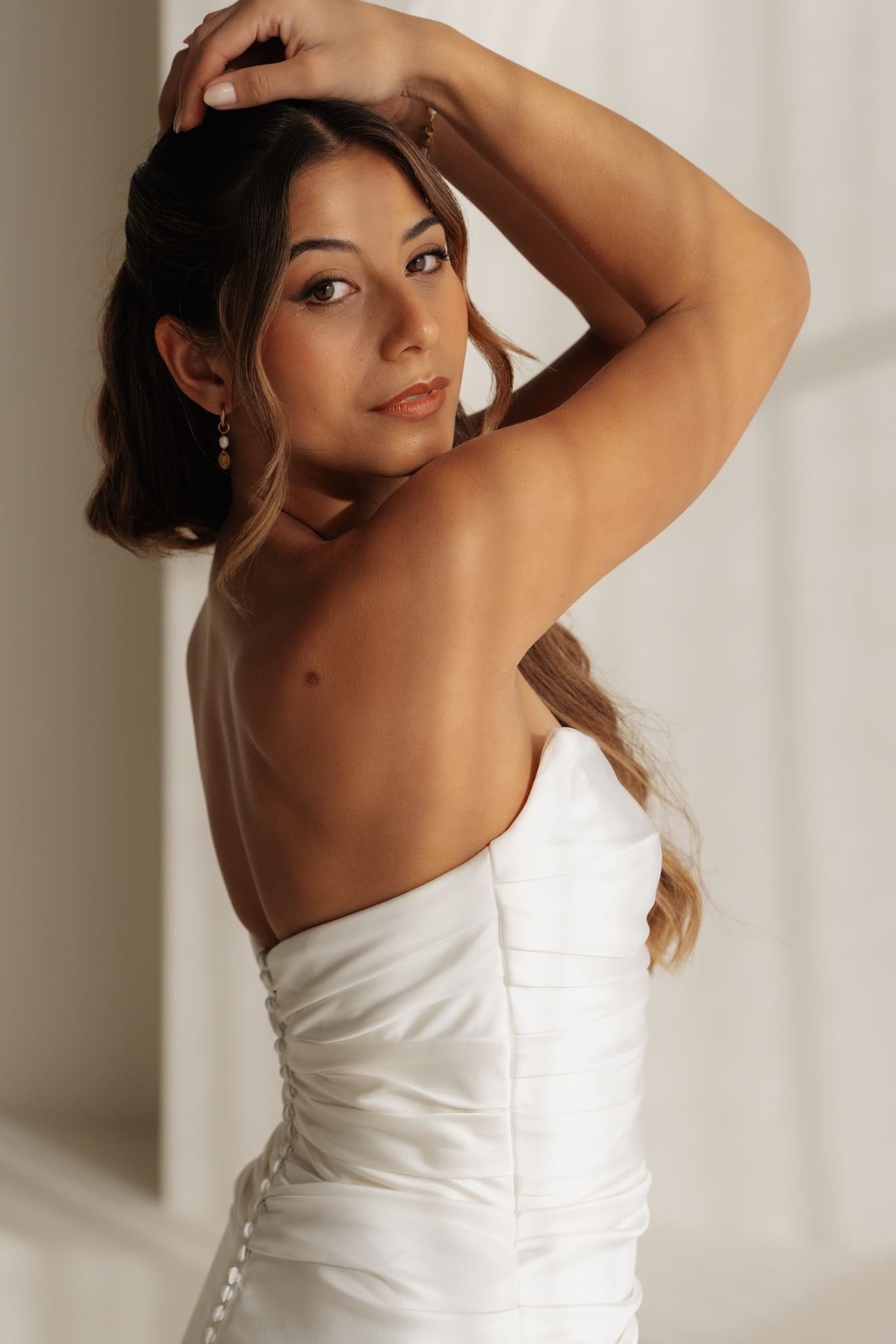 Erin Clare Bridal Gemma Strapless Satin Gown with Wrap
