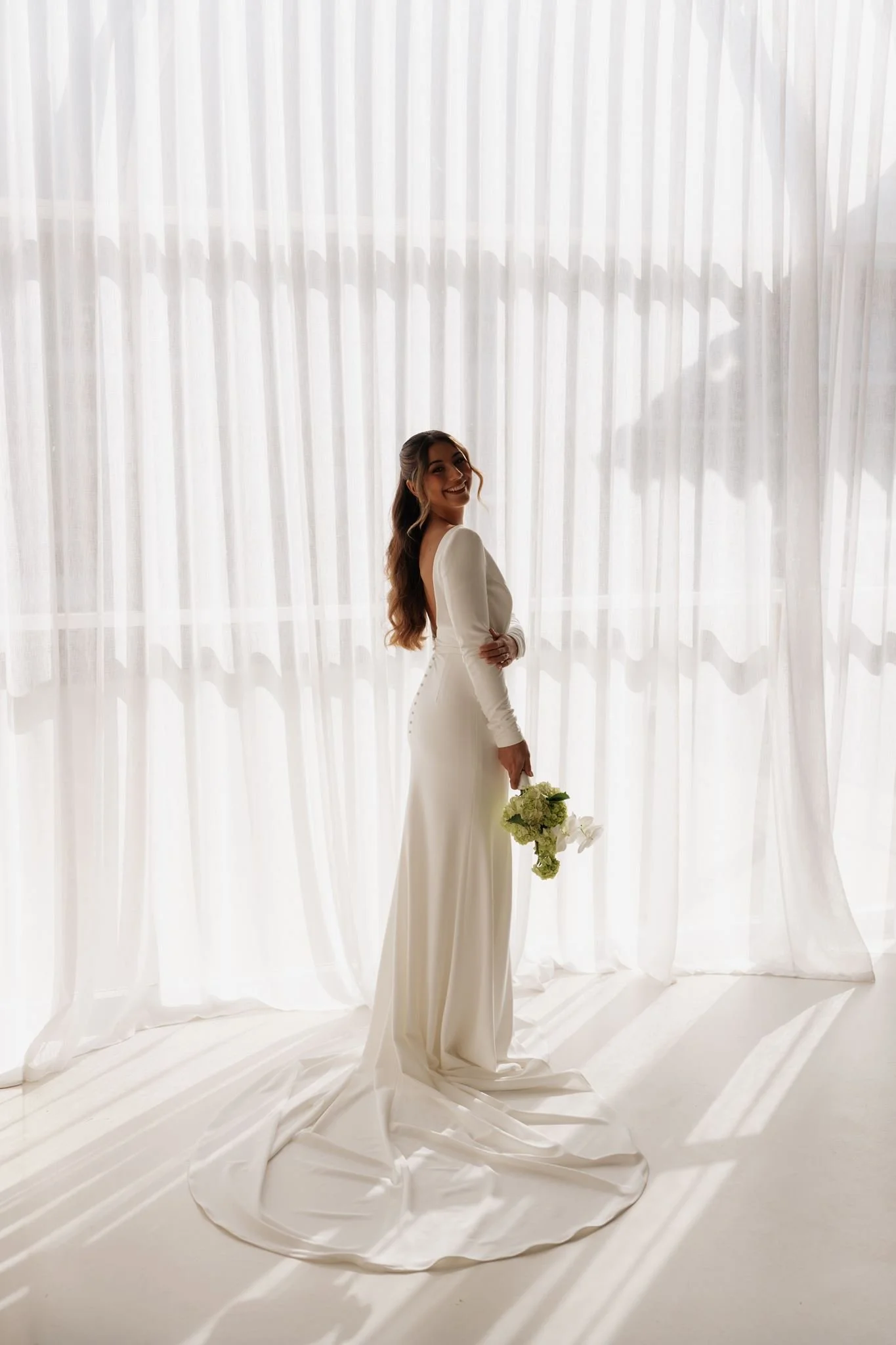 Erin Clare Bridal | Natalia Long Sleeve Crepe Gown | Australian Made Bridal