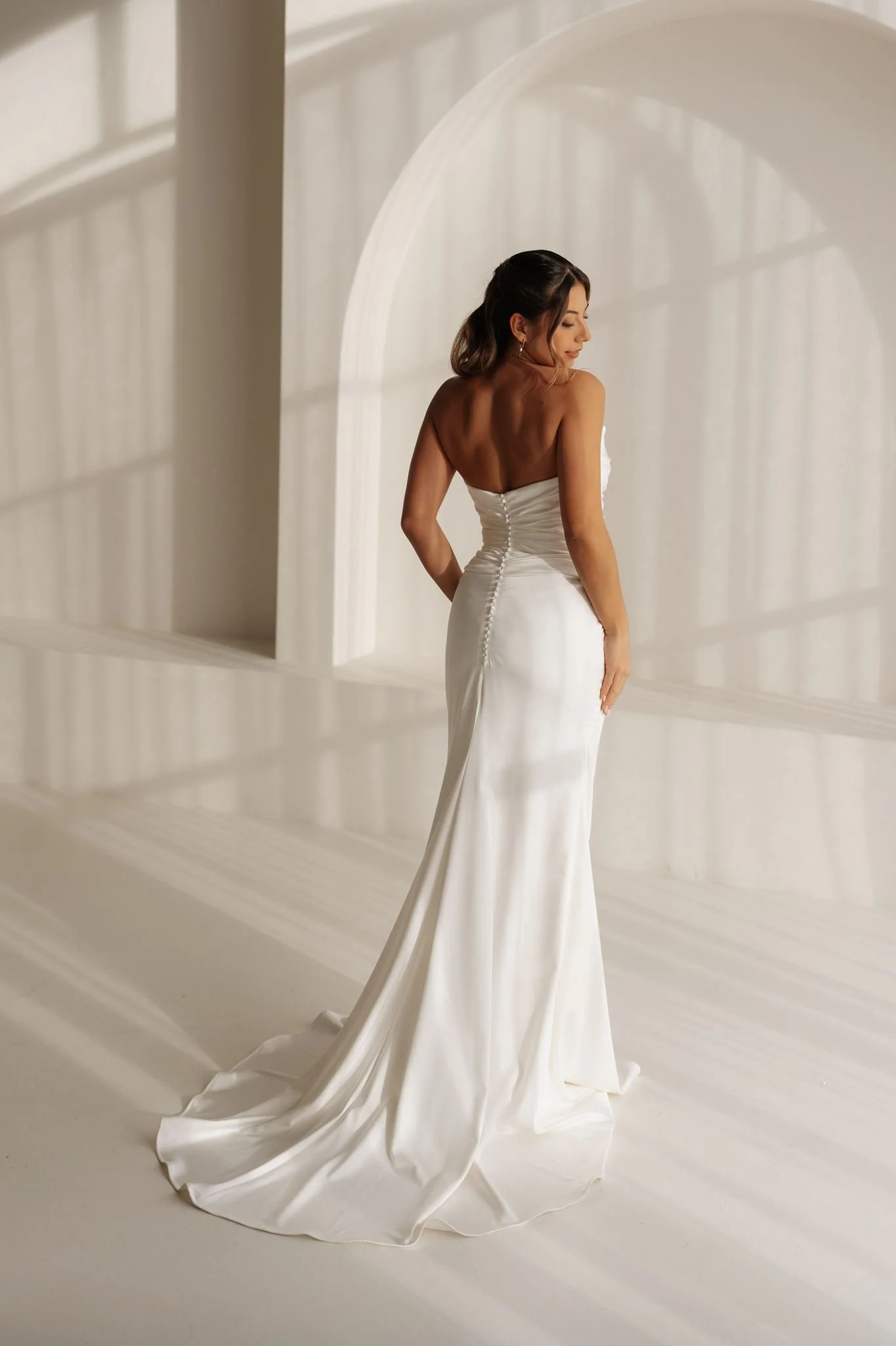 Erin Clare Bridal Gemma Strapless Satin Gown with Wrap