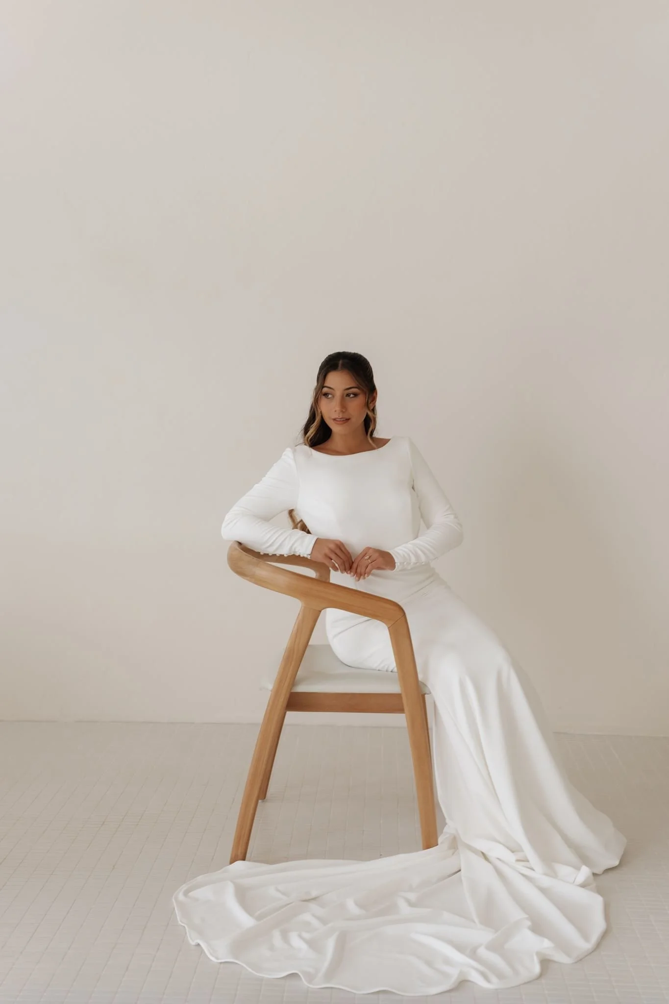 Erin Clare Bridal | Natalia Long Sleeve Crepe Gown | Australian Made Bridal
