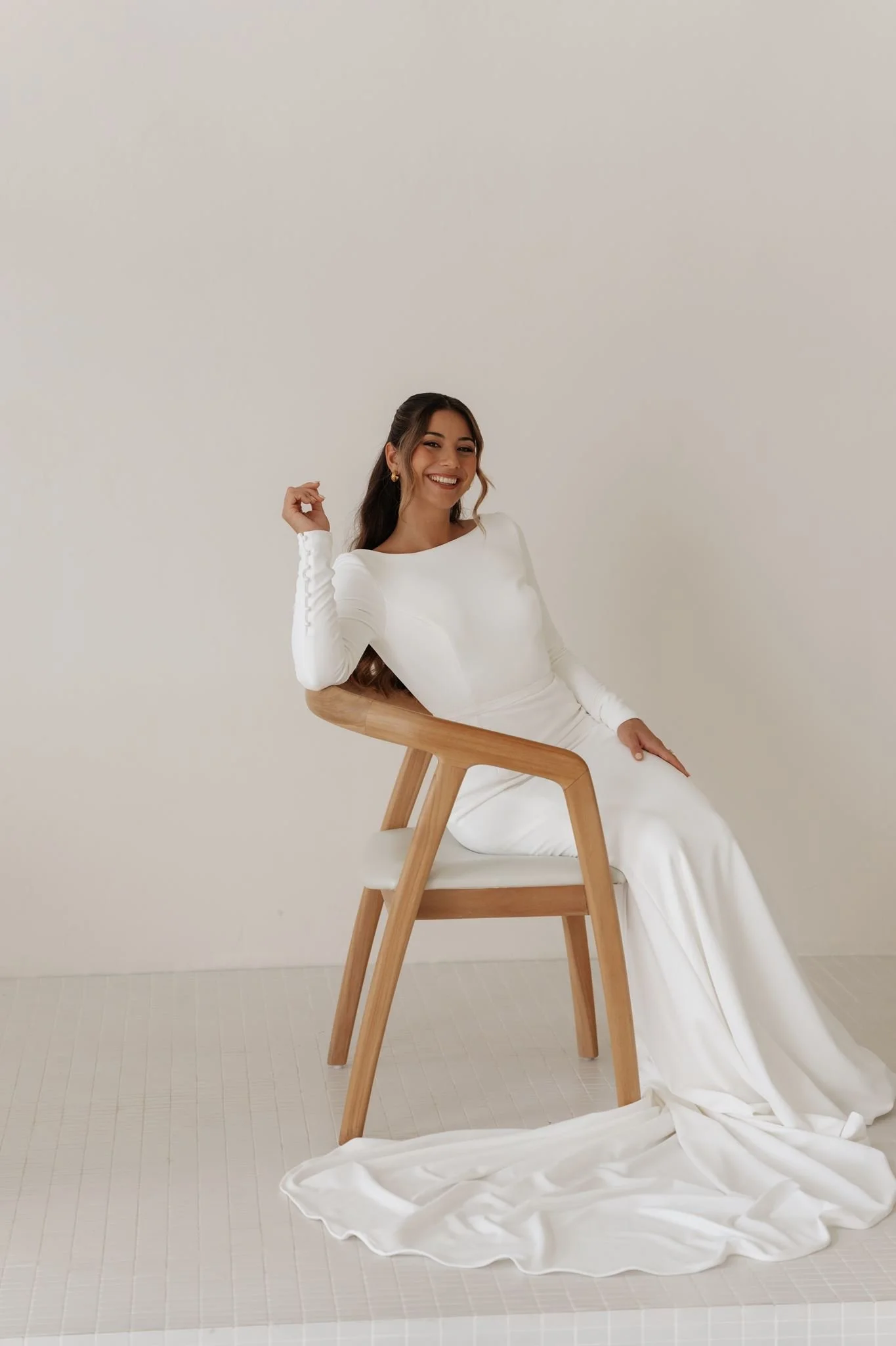 Erin Clare Bridal | Natalia Long Sleeve Crepe Gown | Australian Made Bridal