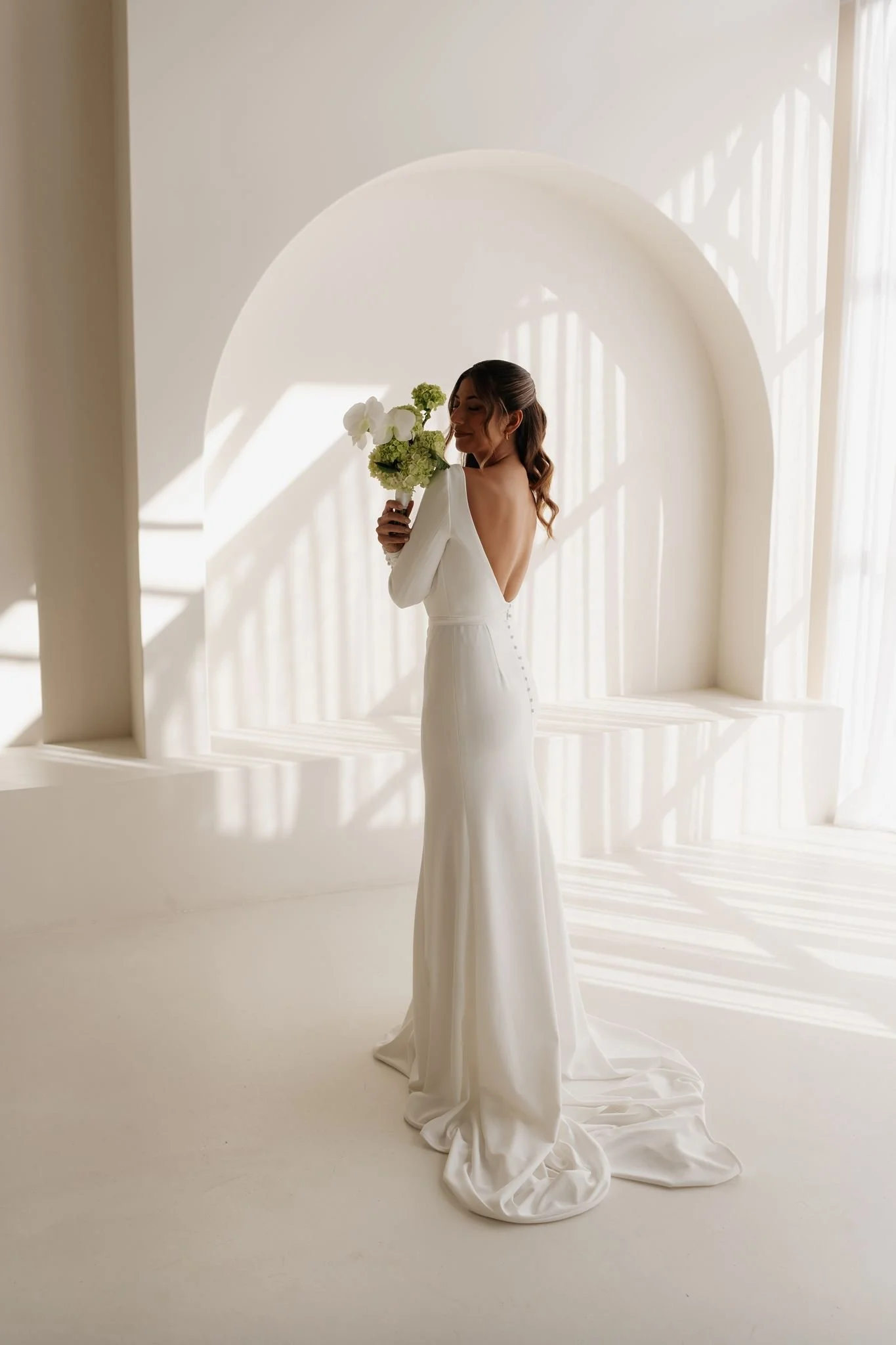 Erin Clare Bridal | Natalia Long Sleeve Crepe Gown | Australian Made Bridal