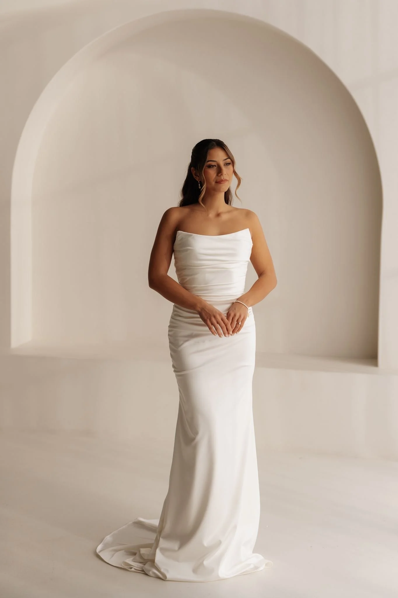 Erin Clare Bridal Gemma Strapless Satin Gown with Wrap
