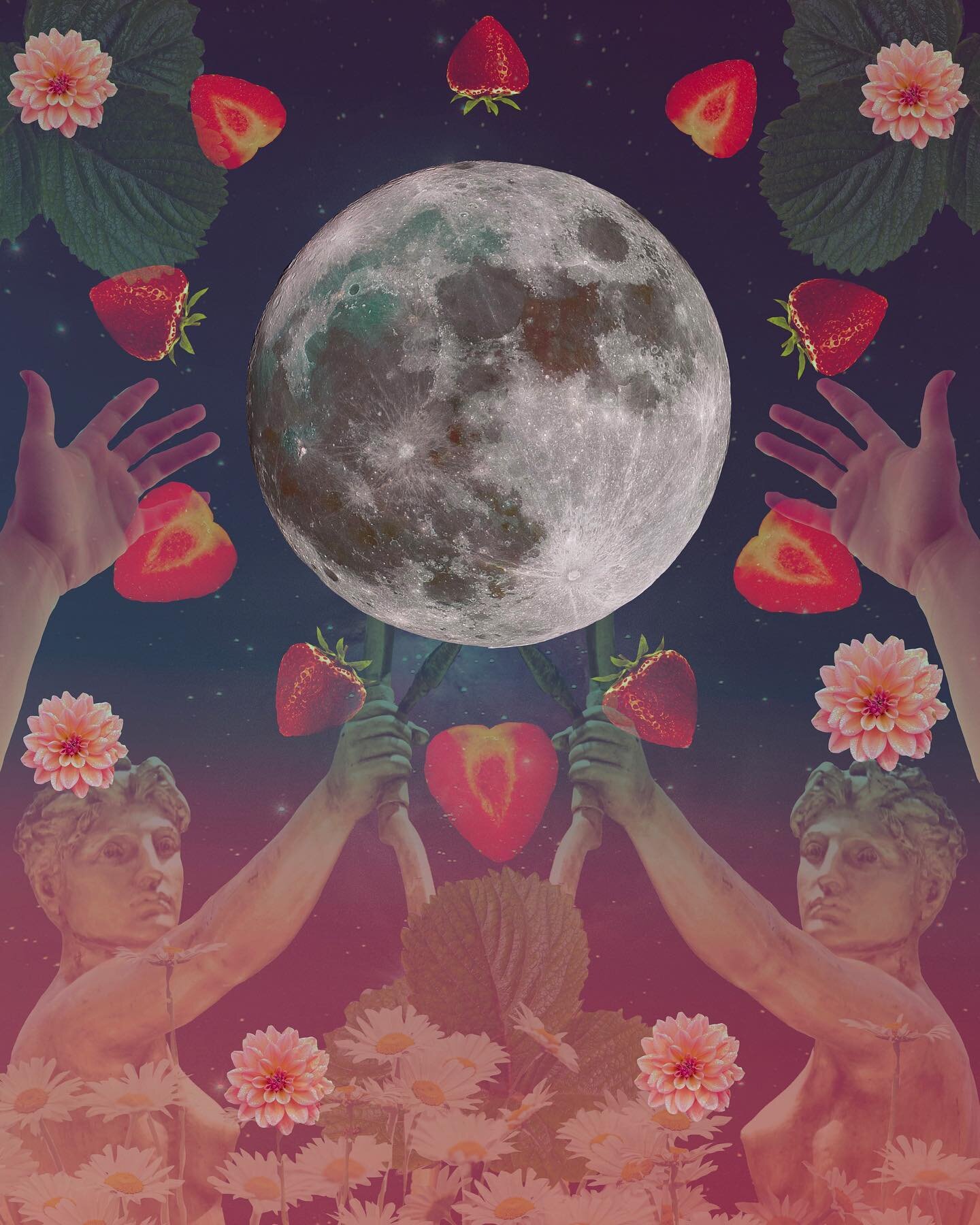 Sending all the full moon blessings for this month&rsquo;s strawberry moon in Sagittarius!🌕🍓♐️

#fulloflove #fruitymoon #strawberrymoon #procreatecollage