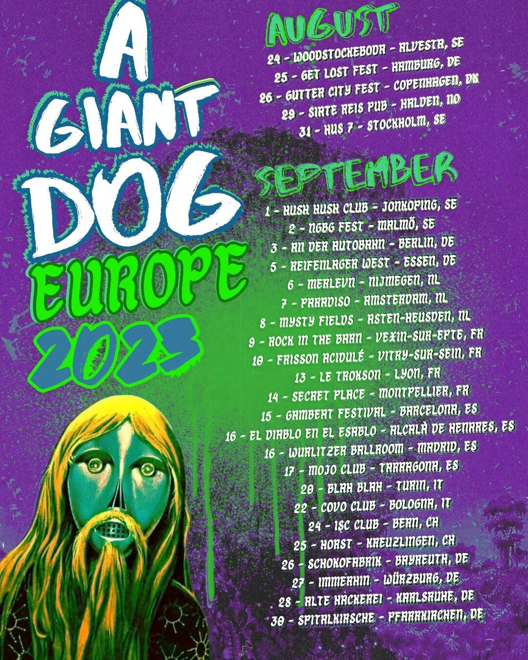 💥💥💥 &quot;Raucous punkrock for freaks, losers and outcasts&quot; gibt's &uuml;bermorgen von @agiantdog auf die Ohren! 🐶

Seit &uuml;ber 4 Wochen sind die Texaner mittlerweile auf Europatour unterwegs - am Samstag steigt das Grande Finale davon be