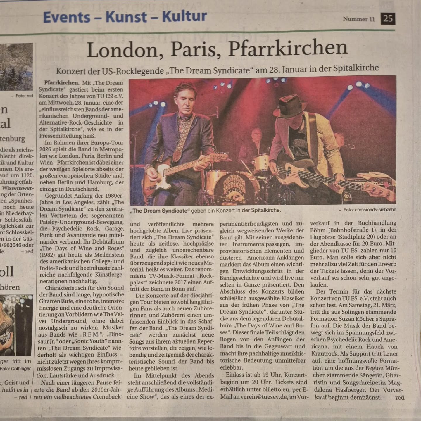 🎉 7x noch schlafen! Heute in einer Woche haben wir gerade die T&uuml;r zur Spitalkirche f&uuml;r euch aufgesperrt, um in einen der vielleicht aufregendsten Konzertabende seit Vereinsgr&uuml;ndung zu starten: 
@thedreamsyndicateband bei uns in Pfarrk