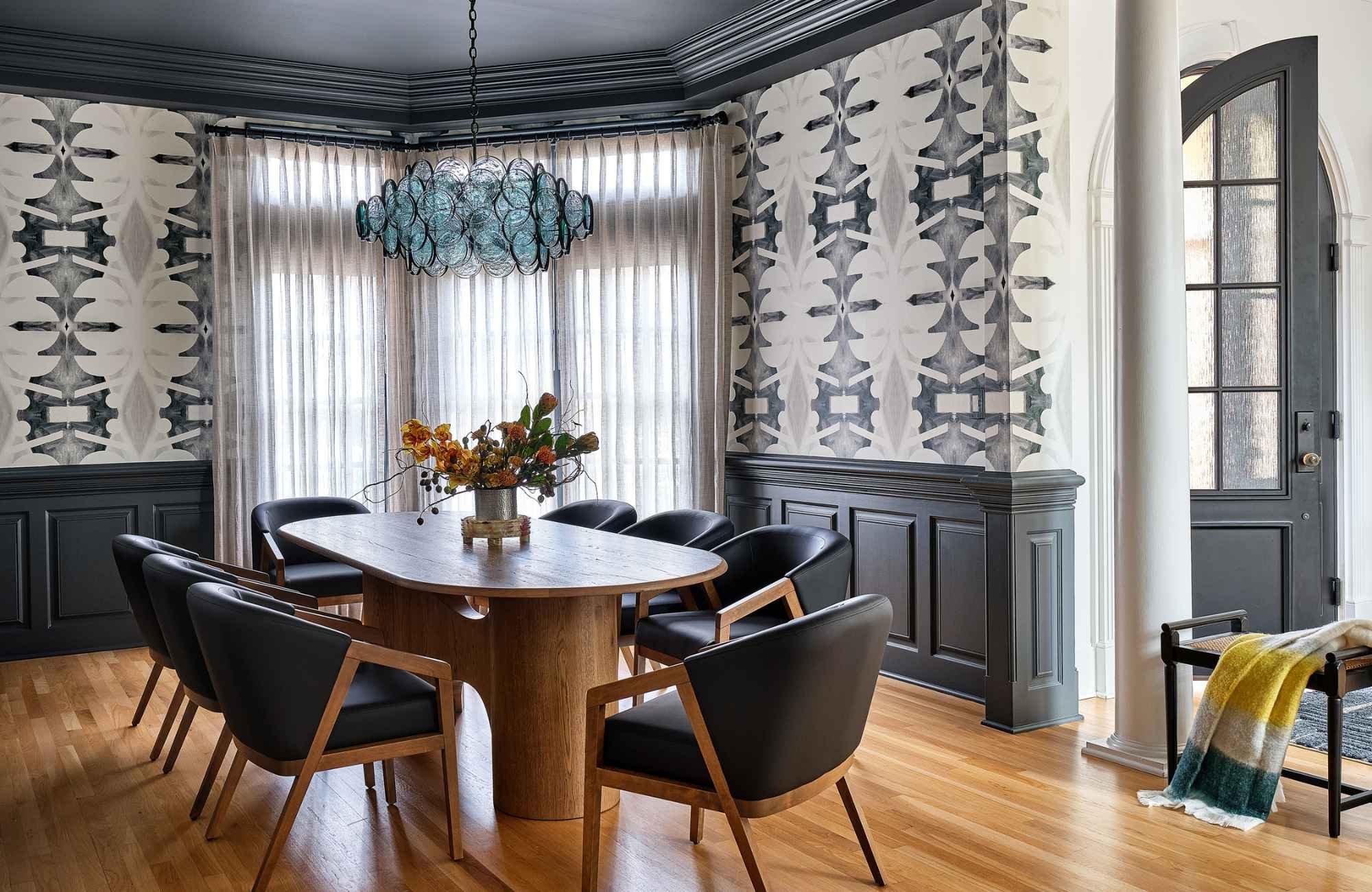 susan-hill-design-group-weddington-nc-renovation-timeline-dining-room-with-dark-millwork-and-ceiling-patterned-wallpaper-sophisticated-home-renovation.jpg