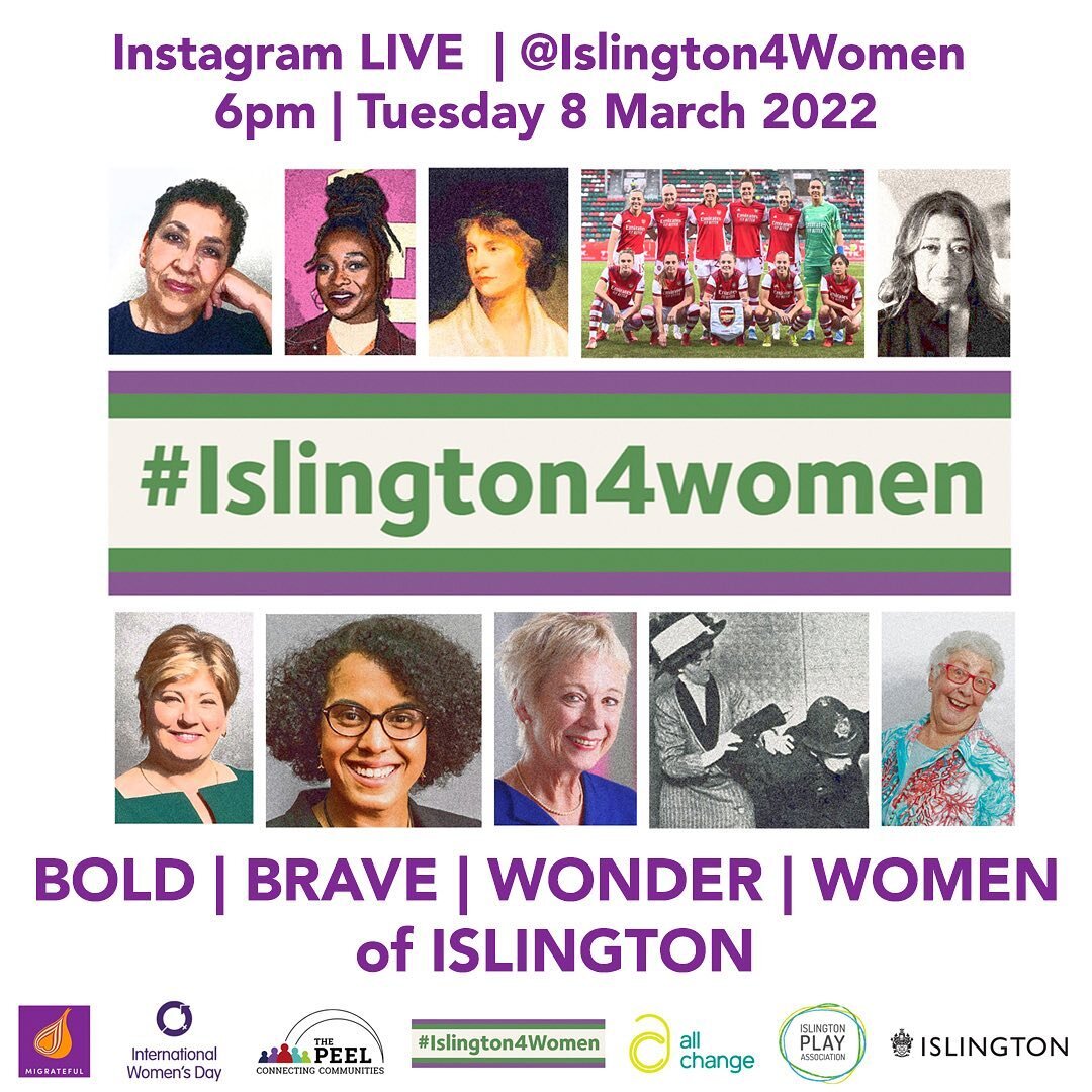 Happy International Women&rsquo;s Day 2022 - join us at 6pm (uk time) today here on Instagram Live for our Bold Brave Wonder Women of Islington event - we are celebrating  the stories of women who have shaped our borough with the  creation of a brand