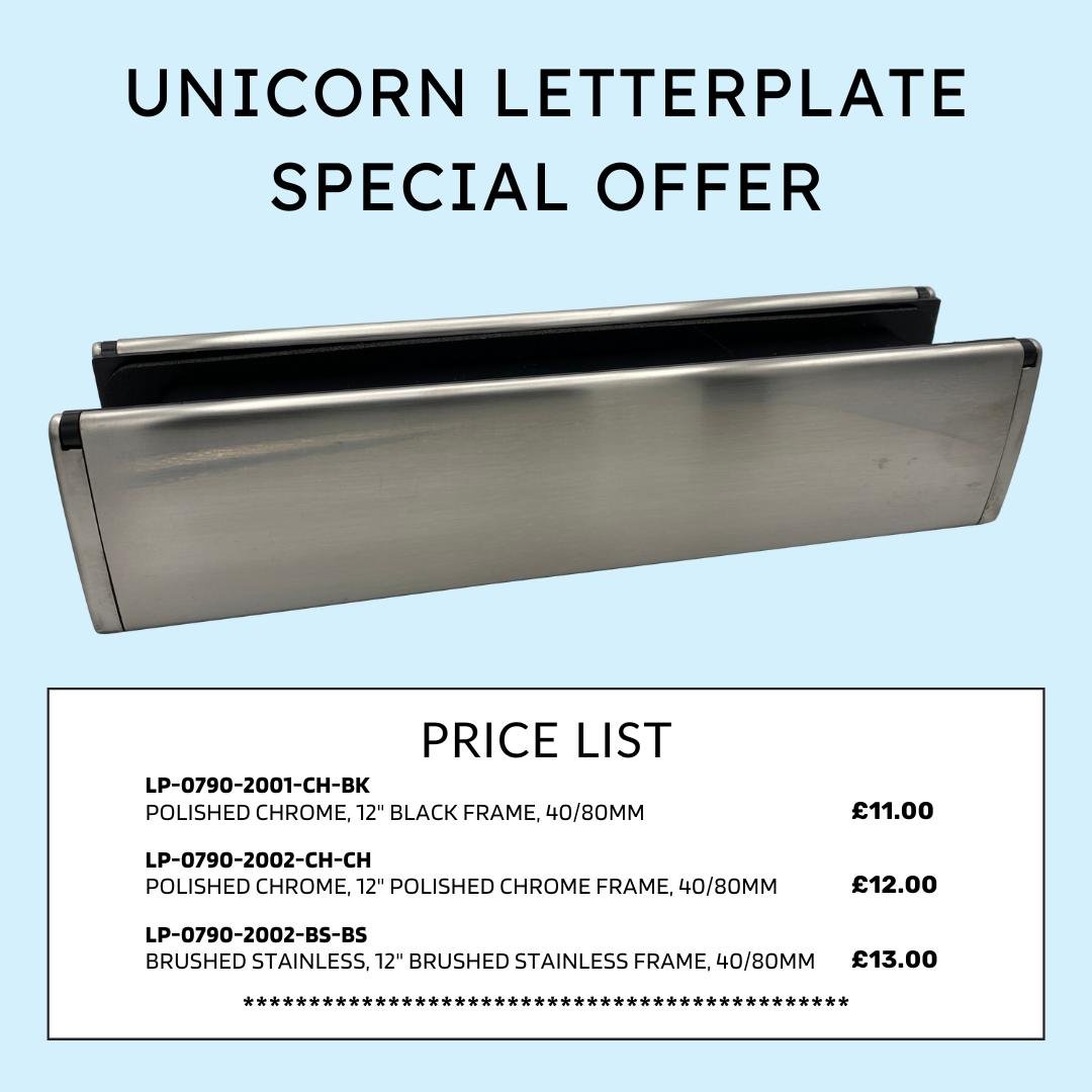 TROJAN UNICORN LETTERPLATE SPECIAL OFFER

Limited time offer on Unicorn letterplates from &pound;11.00, while stocks last.

This offer is available via our Online Trade Store, with no logging in or accounts required. Alternatively, contact sales@winl