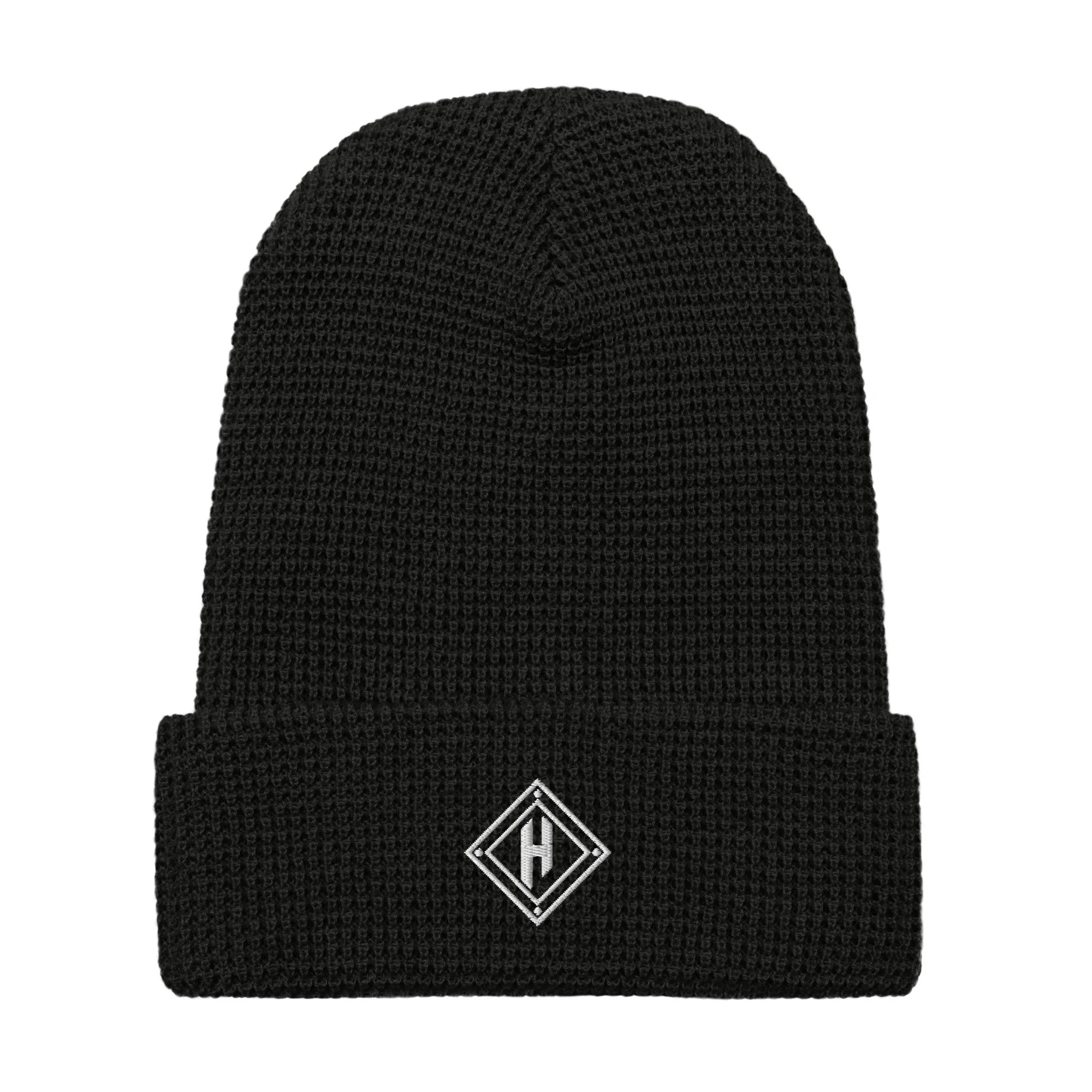 Diamond Waffle Beanie (Black)