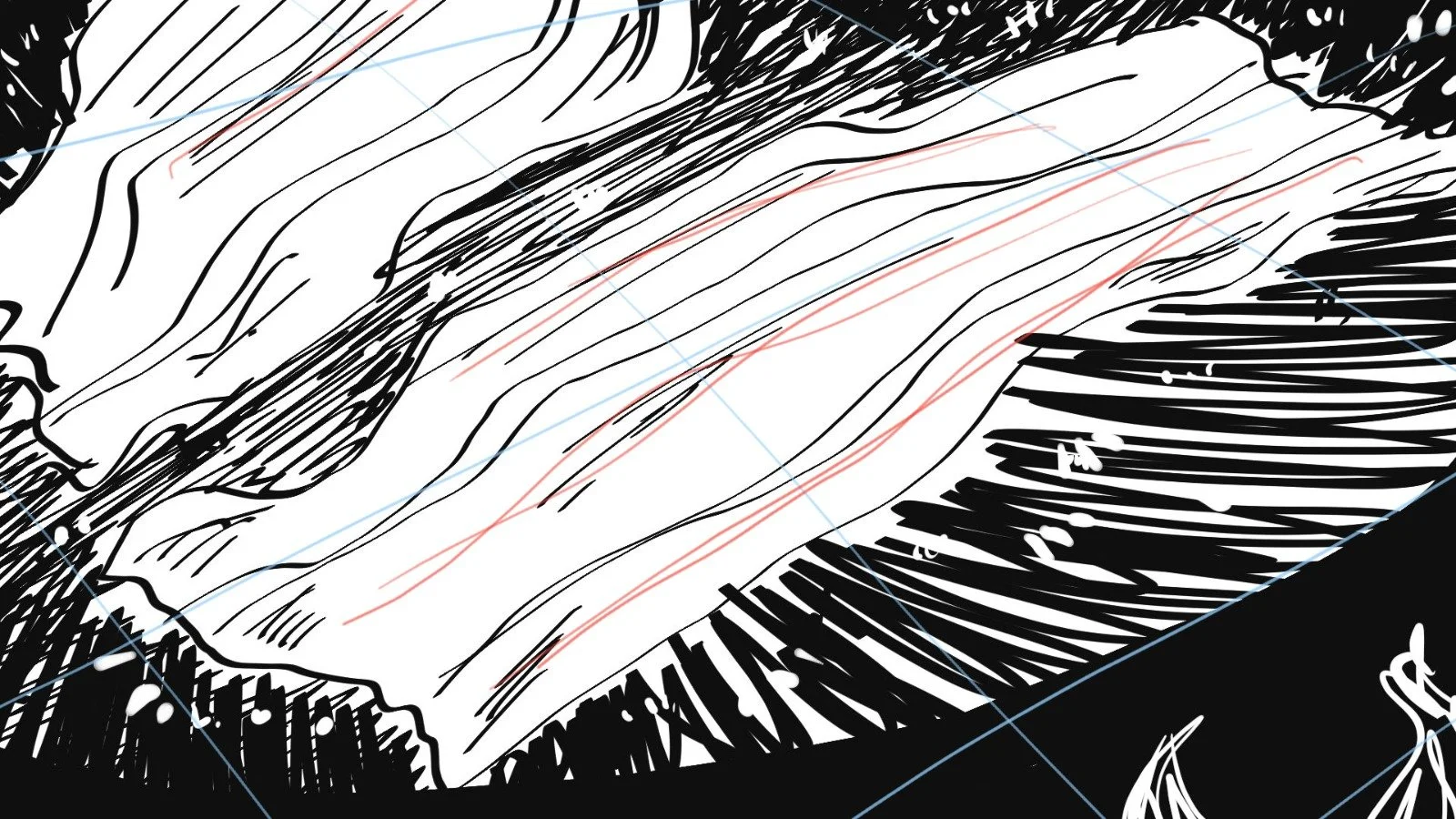 Kitchenware everywhere. knife. forks. plates. pots. pans. spilled butter. a spot of katchup.
or is it blood?