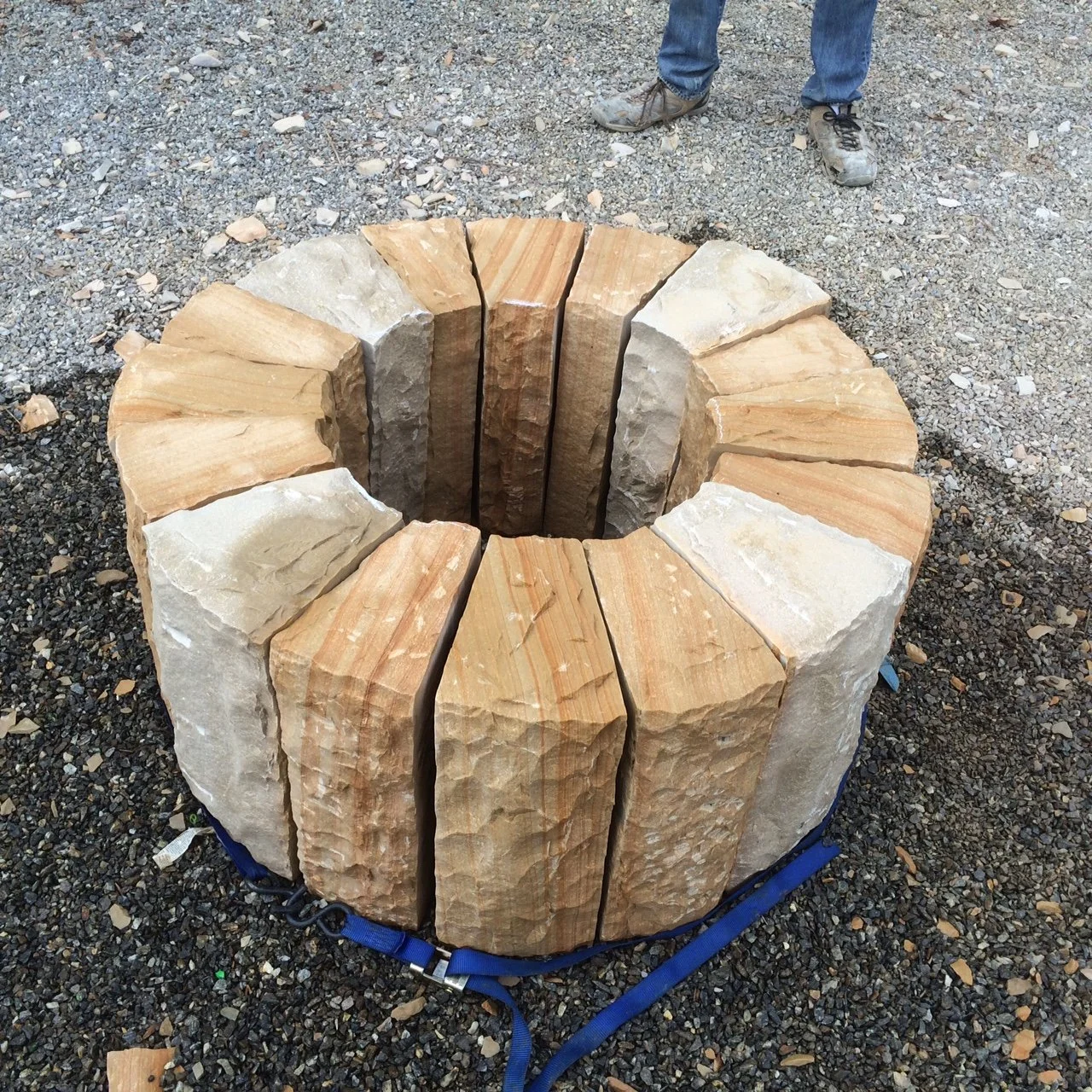 Moongate at shop, ready for installation