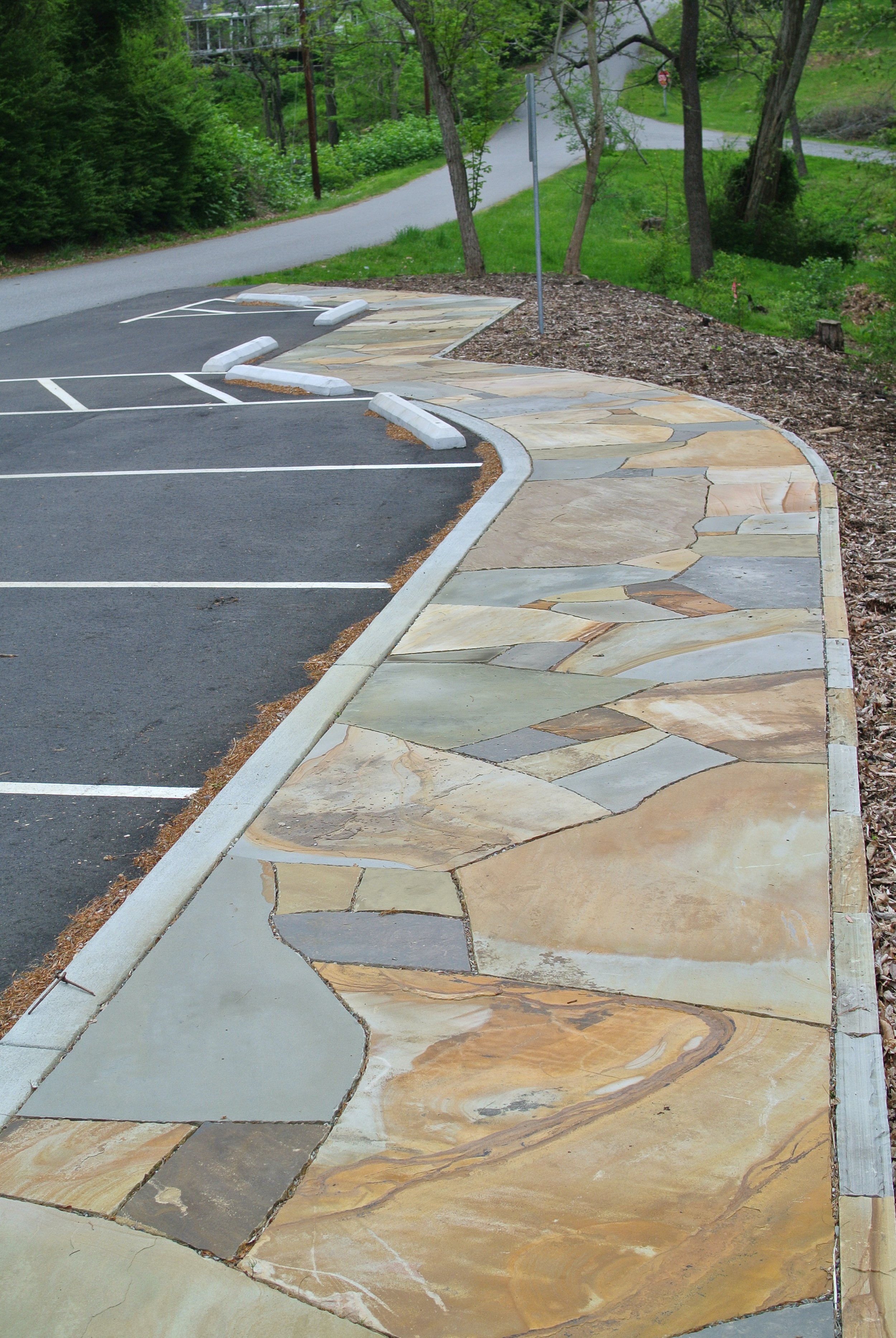 Tennessee sandstone sidewalk at the Weaverville Nature Park