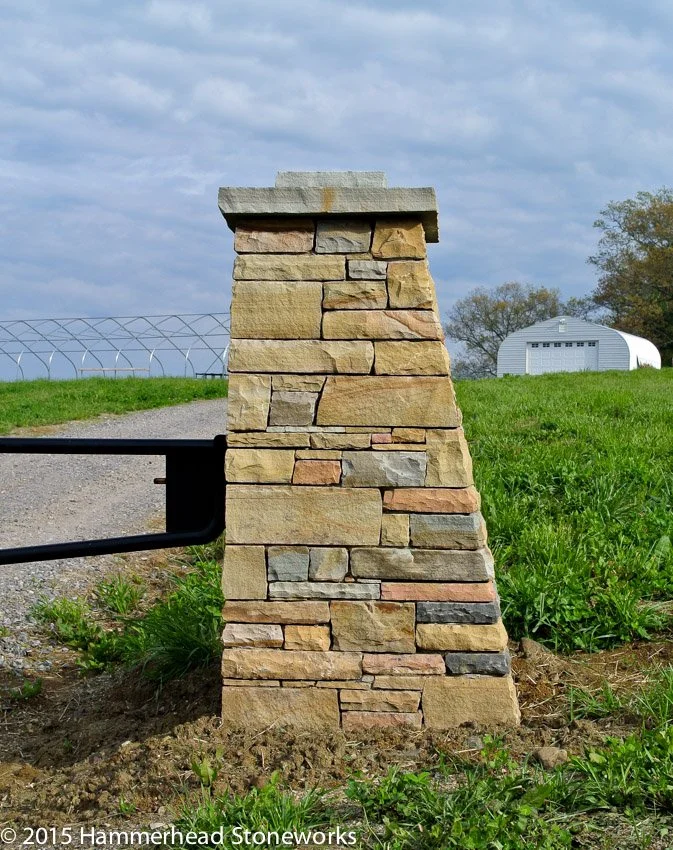 Plumb inside line for gate mechanism, angled outside line, for aesthetics