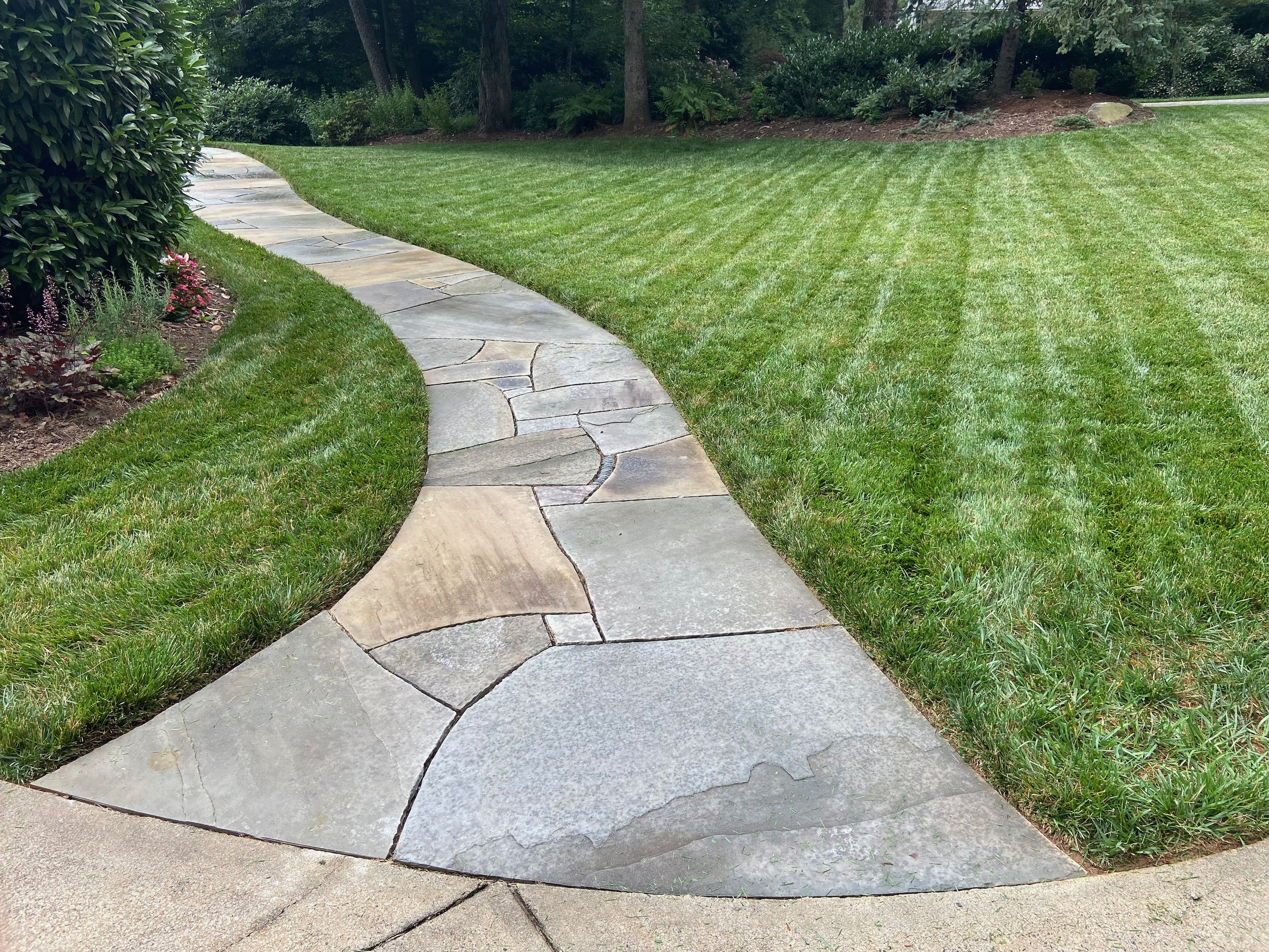 Pathway of gray sandstone in Biltmore Park