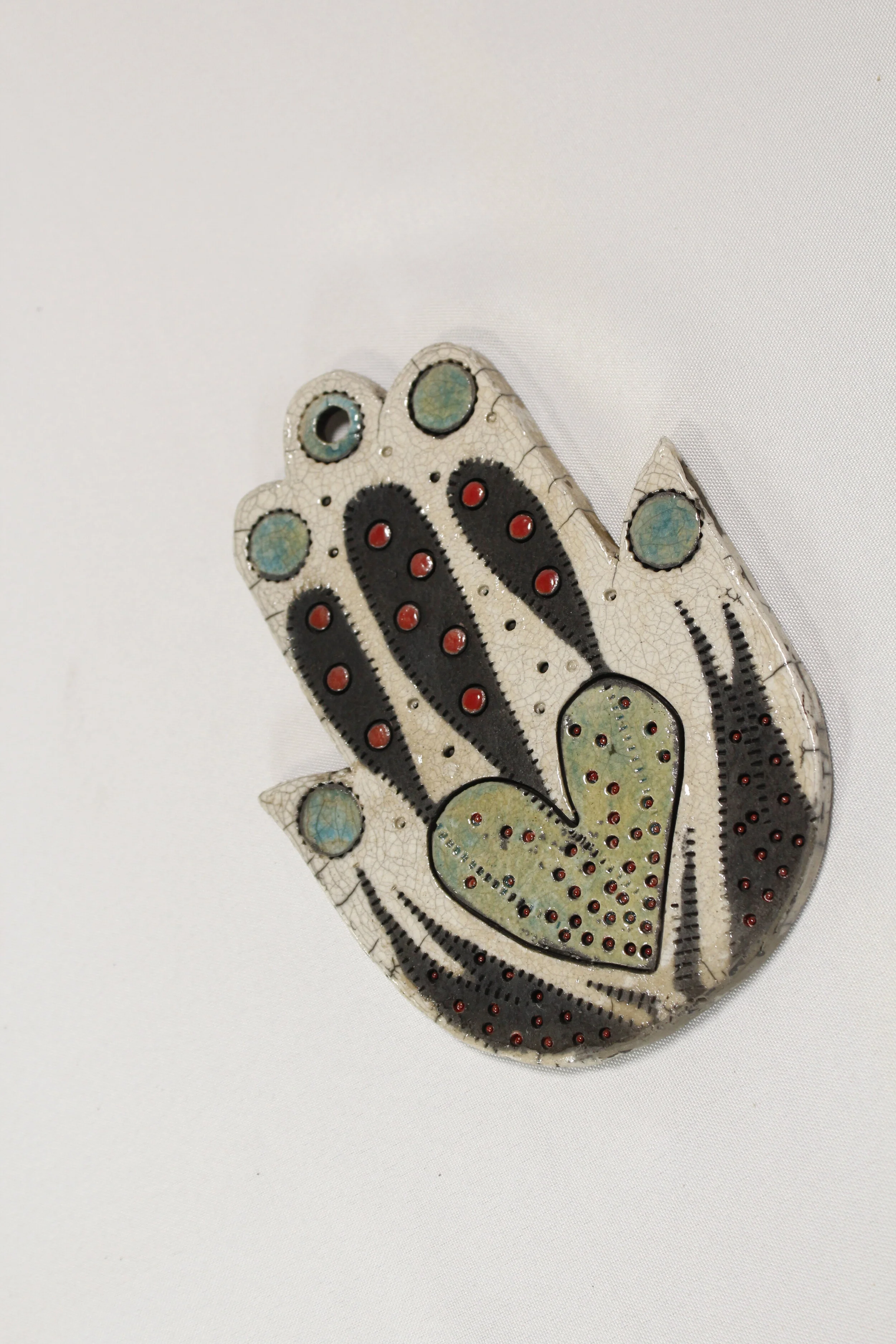 White Hamsa with Heart -- SOLD