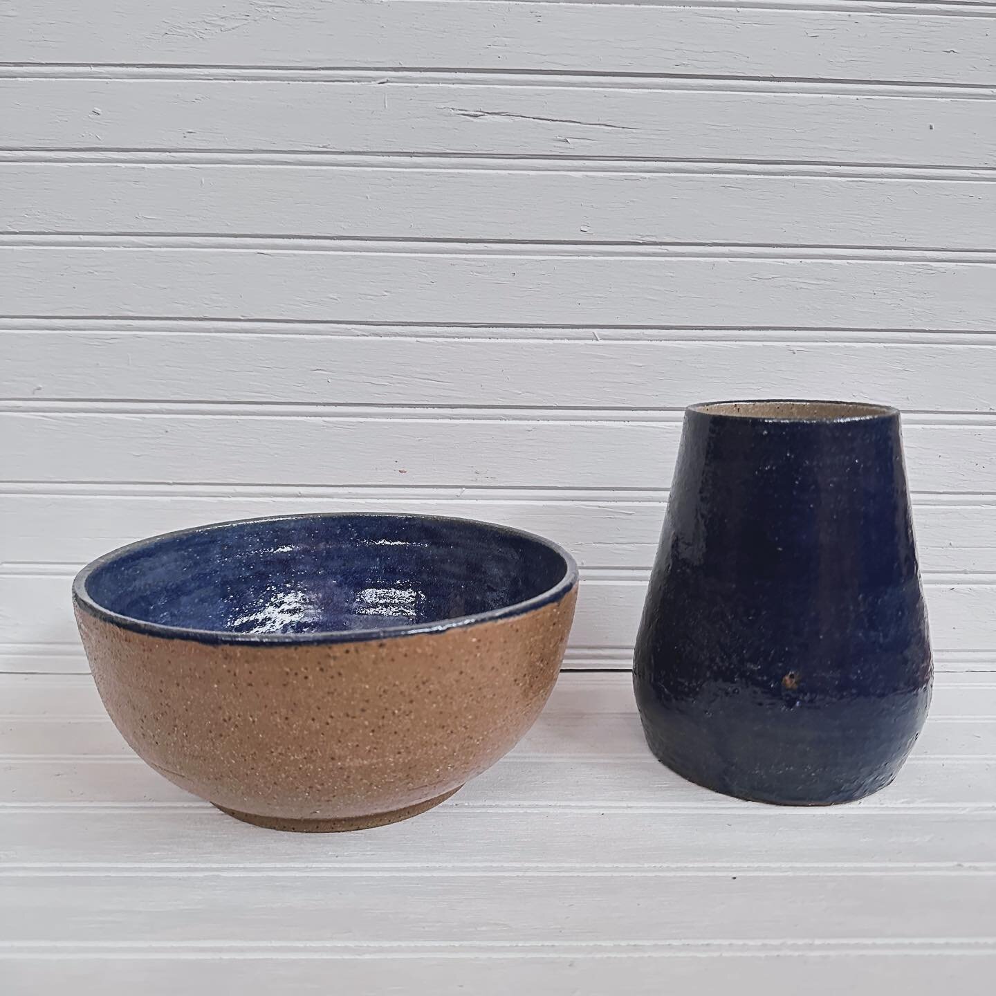 Cobalt Rustic Vase and Bowl