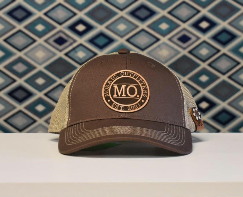 Brown / Tan Trucker Hat - Leather Patch — Mosaic Outfitters