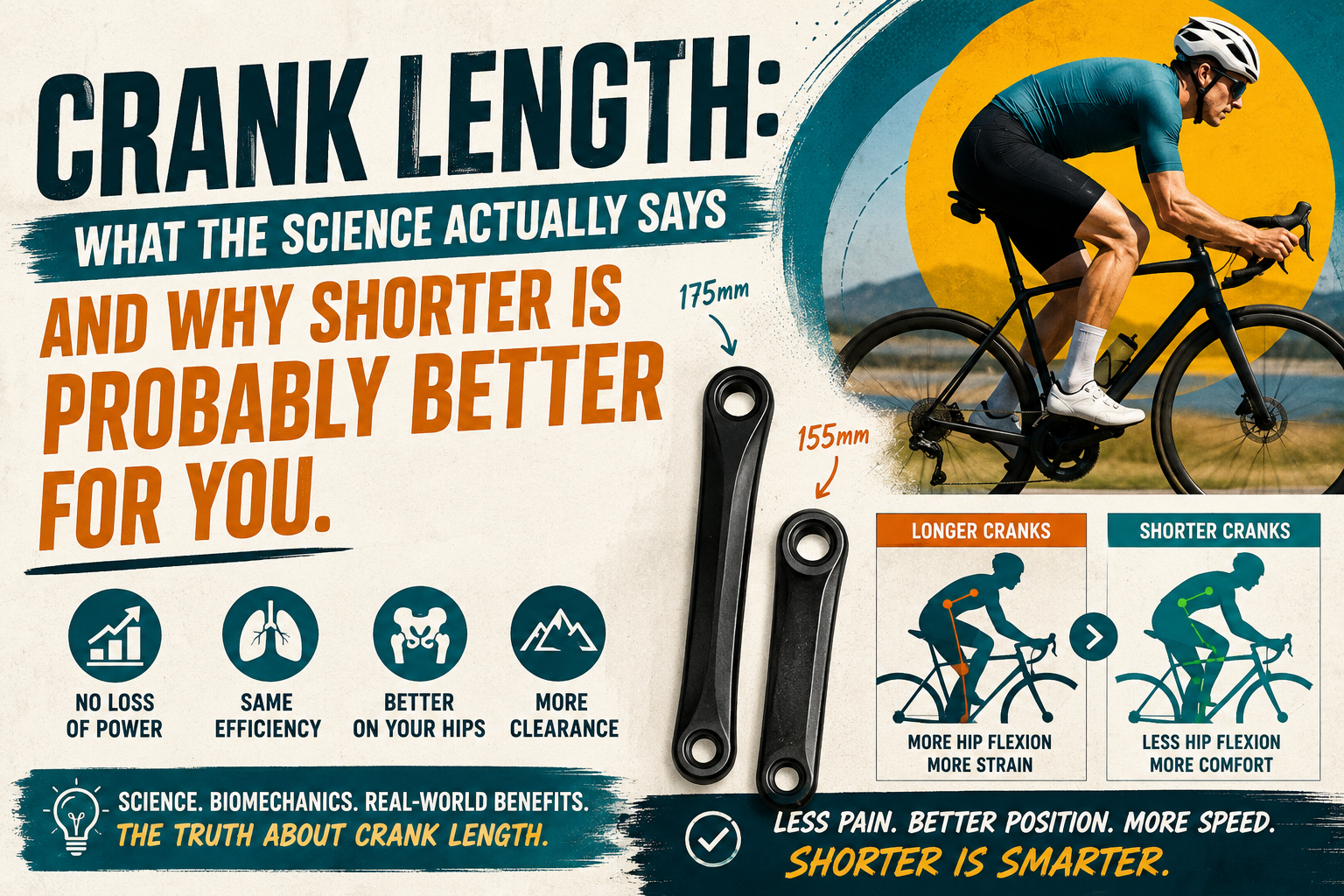 Crank length: what the science actually says and why shorter is probably better for you.