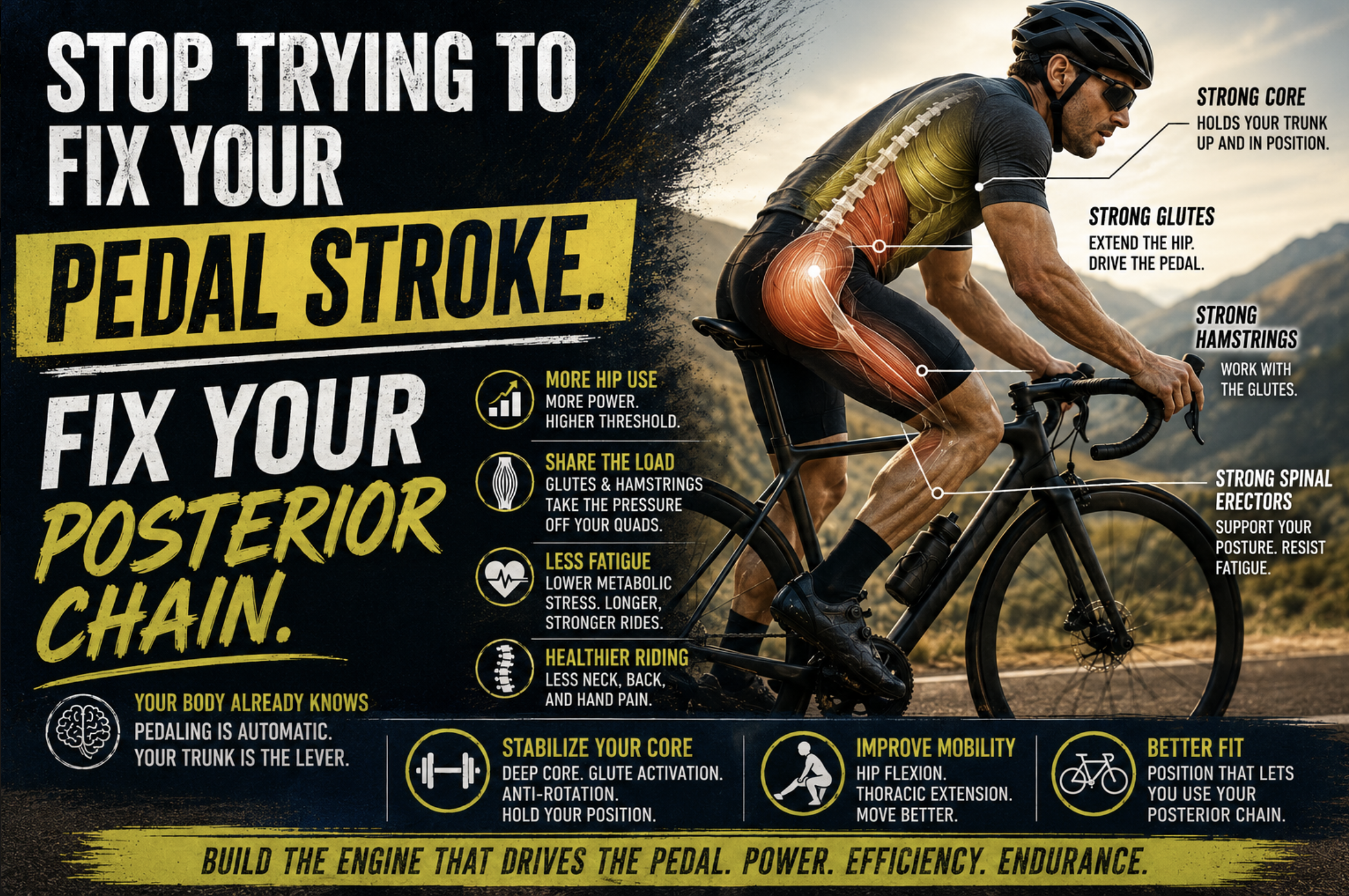 Stop trying to fix your pedal stroke. Fix your posterior chain.