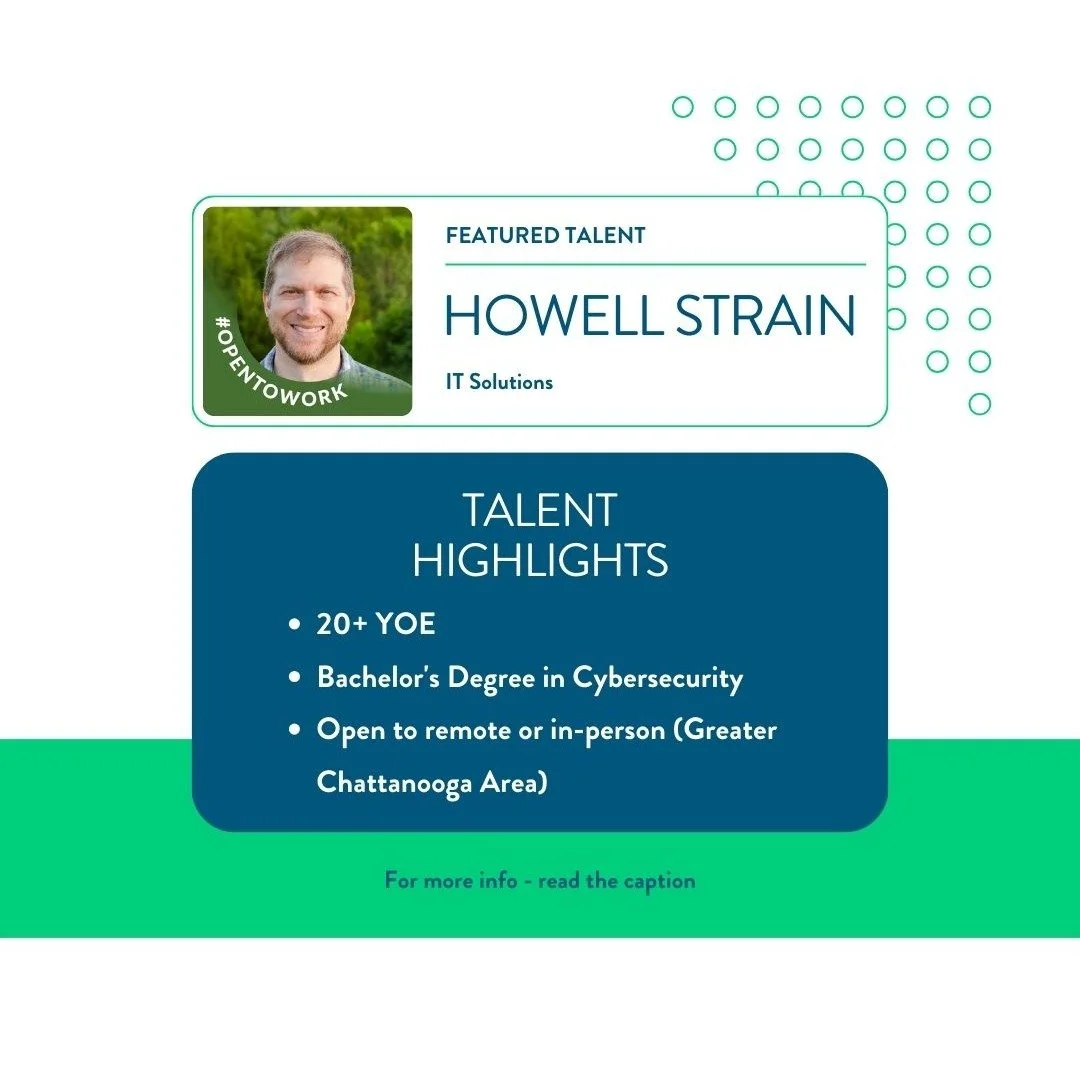 Looking for your next IT leader?

Meet Howell Strain, an incredible human and proven technical expert. Not only is he strong in his craft, but he&rsquo;s also a trusted husband, friend, and teammate who makes every environment better.

Howell is open