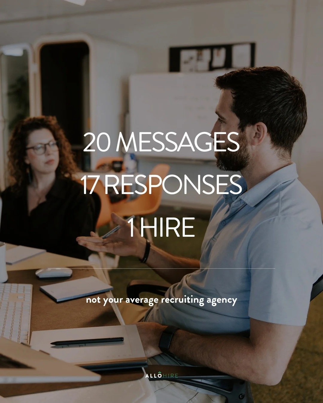 We sent 20 personalized messages.
17 people replied.
1 IT Director was hired.

We recruit differently from most agencies.

Because we know you&rsquo;re not just hiring a skill set, you&rsquo;re hiring a human.
Someone with personality, purpose, and p