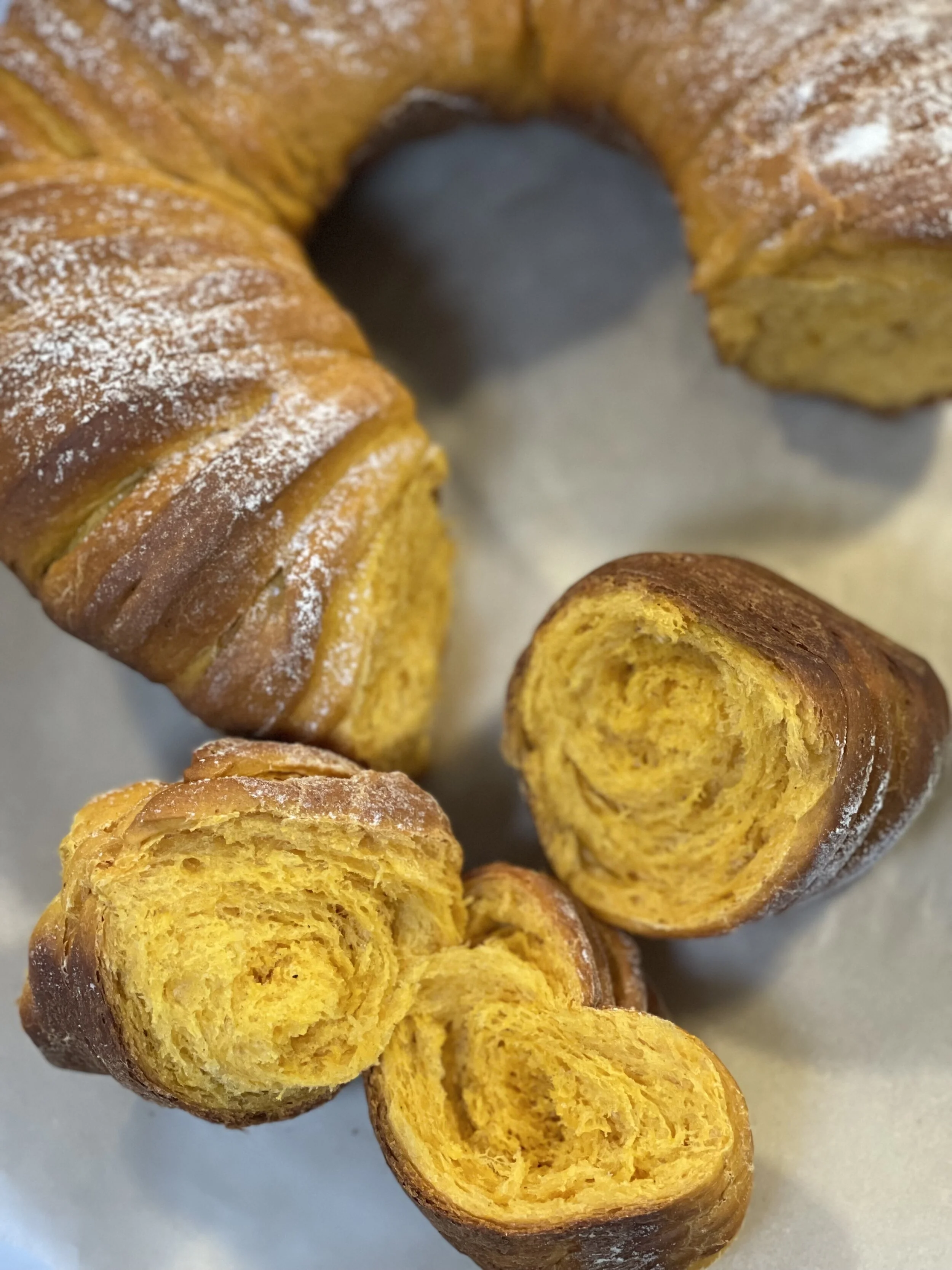 Pumpkin Spice Wool Roll Milk Bread sliced