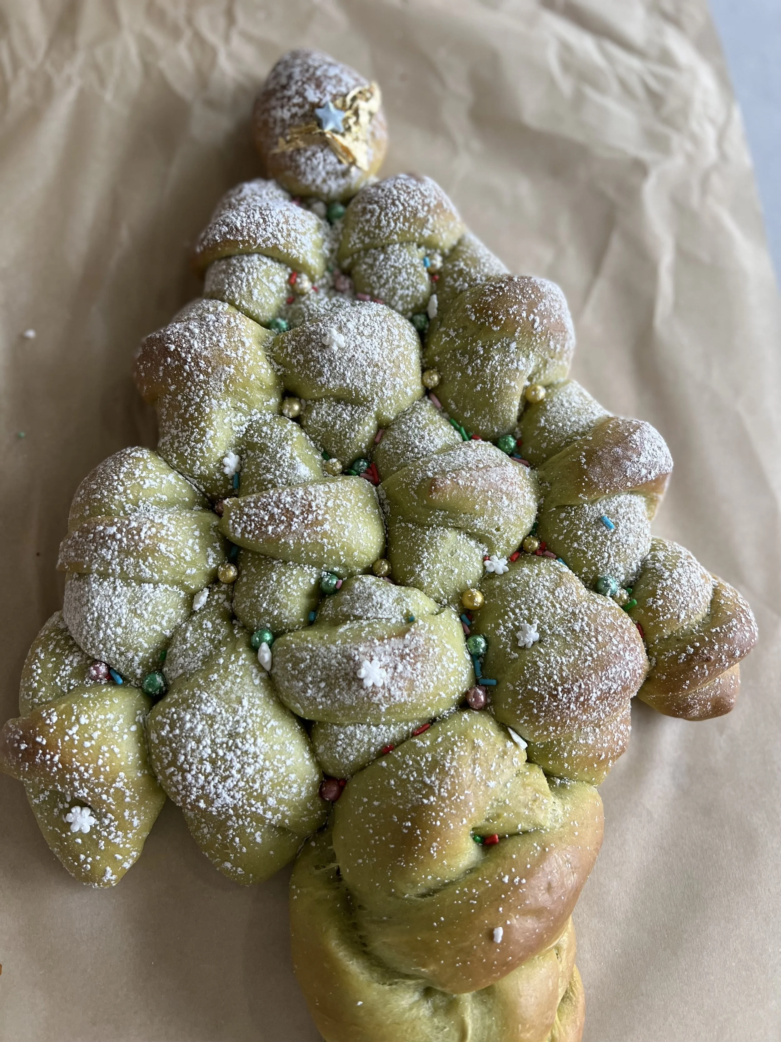 Matcha Milk Bread Christmas Tree Recipe by Kat Lieu