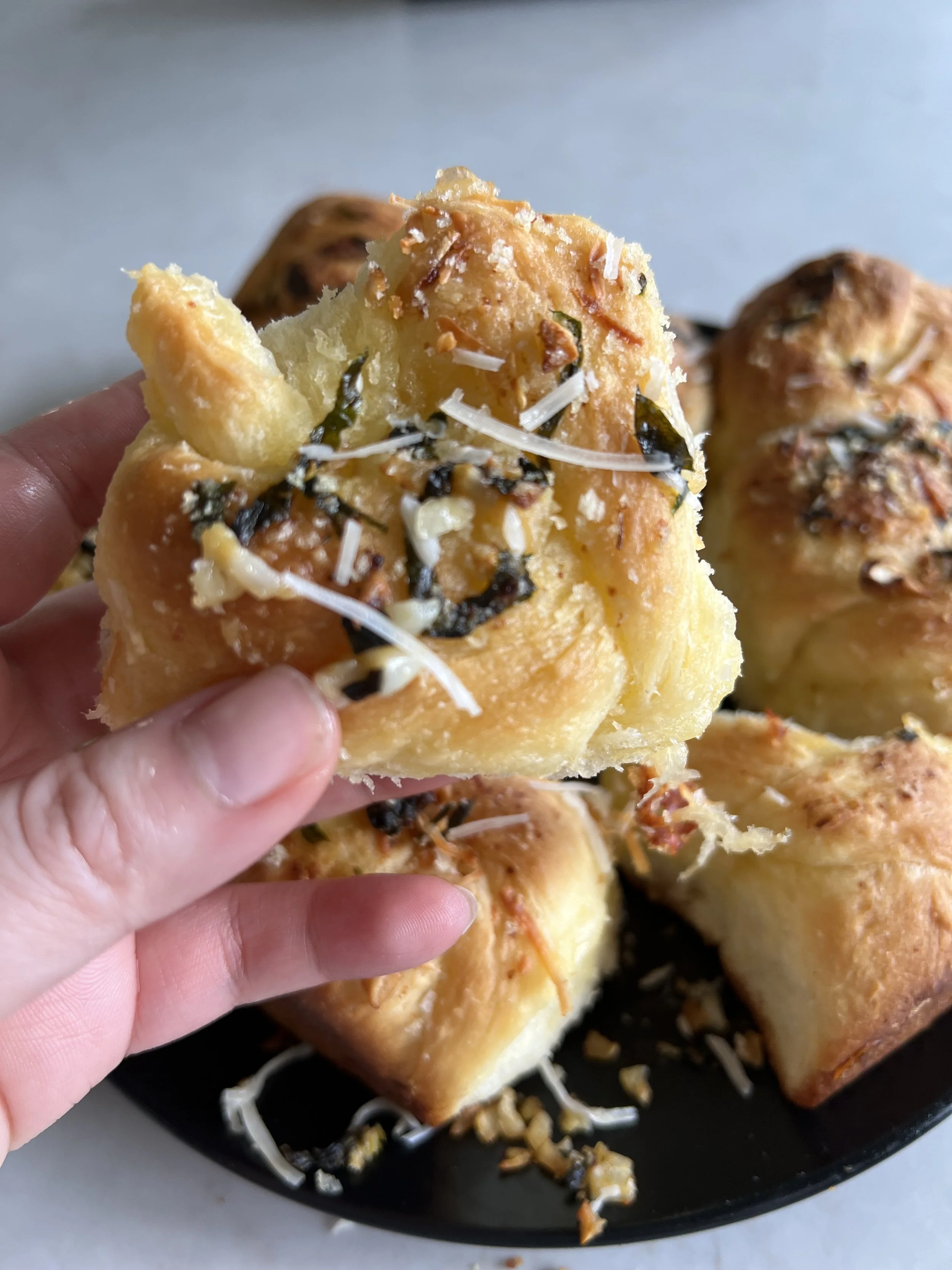 Fluffy No-Knead Milk Bread Miso Garlic Knots Recipe By Kat Lieu