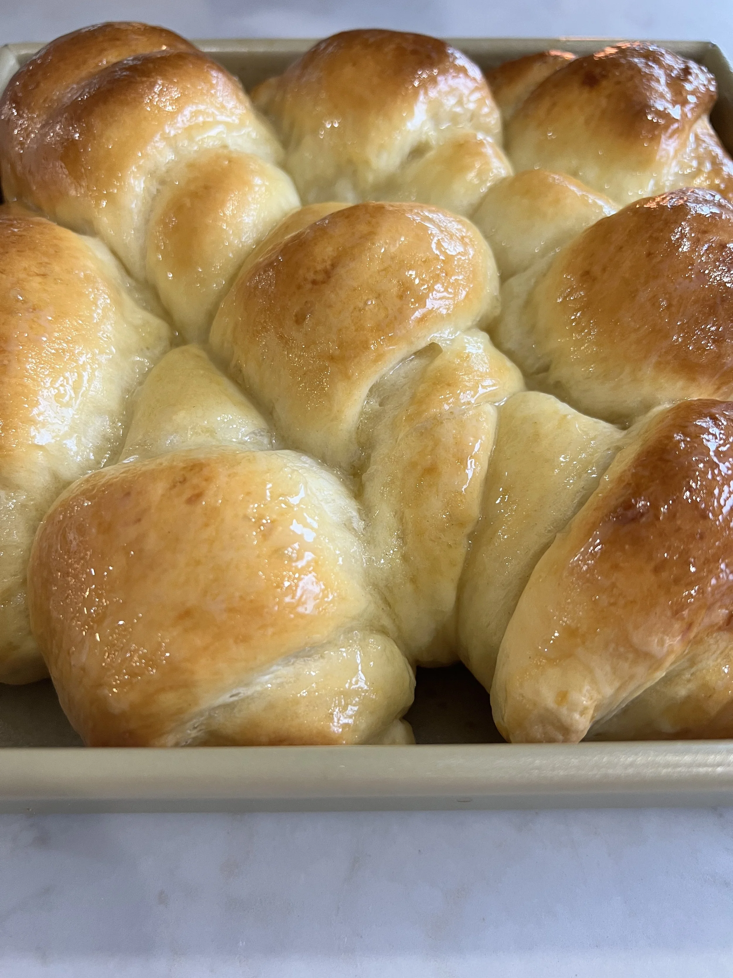 Fluffy condensed milk bread croissant rolls