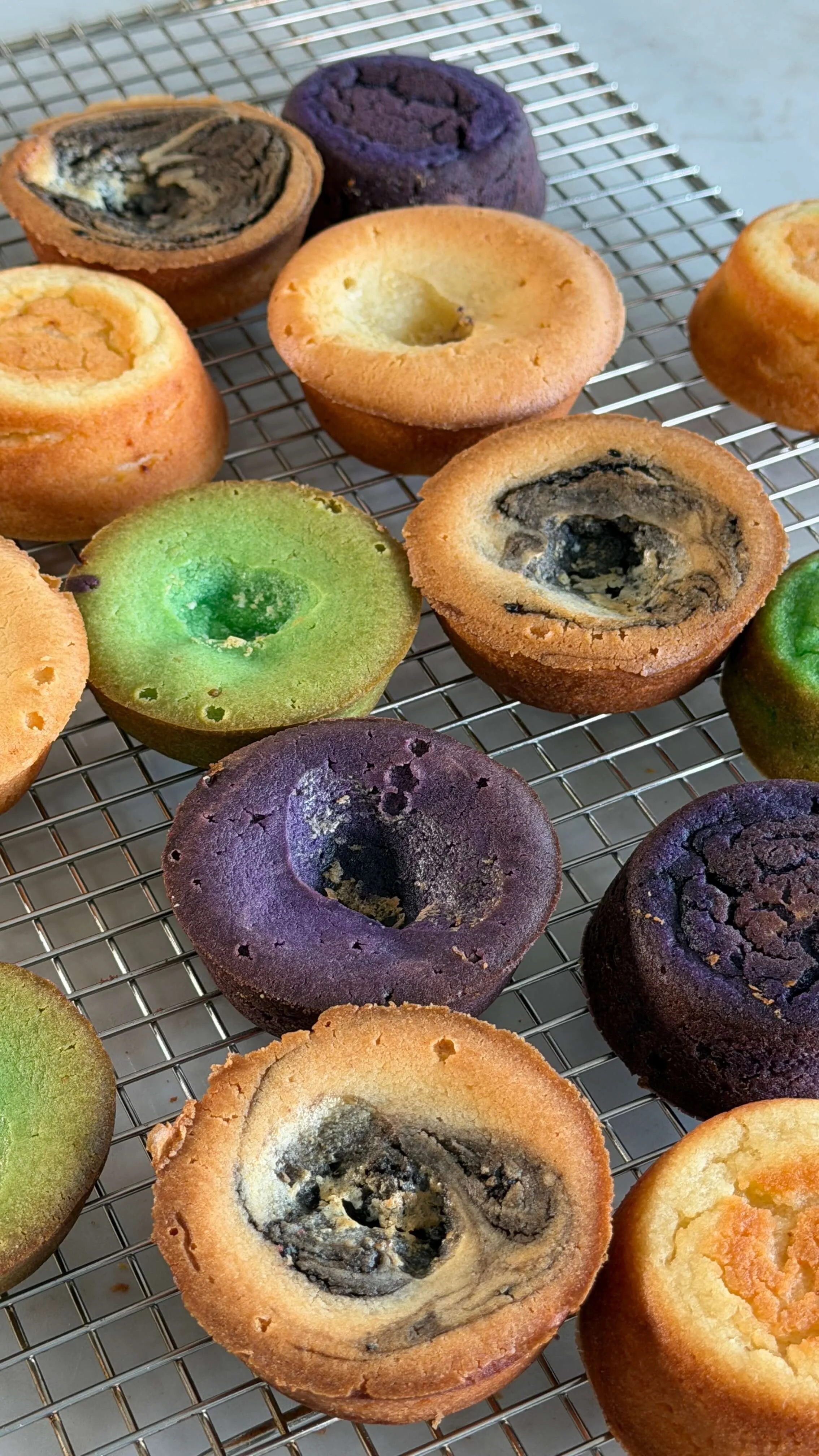 Mochi muffins on wire rack