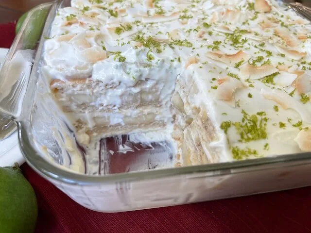 Lime coconut banana pudding