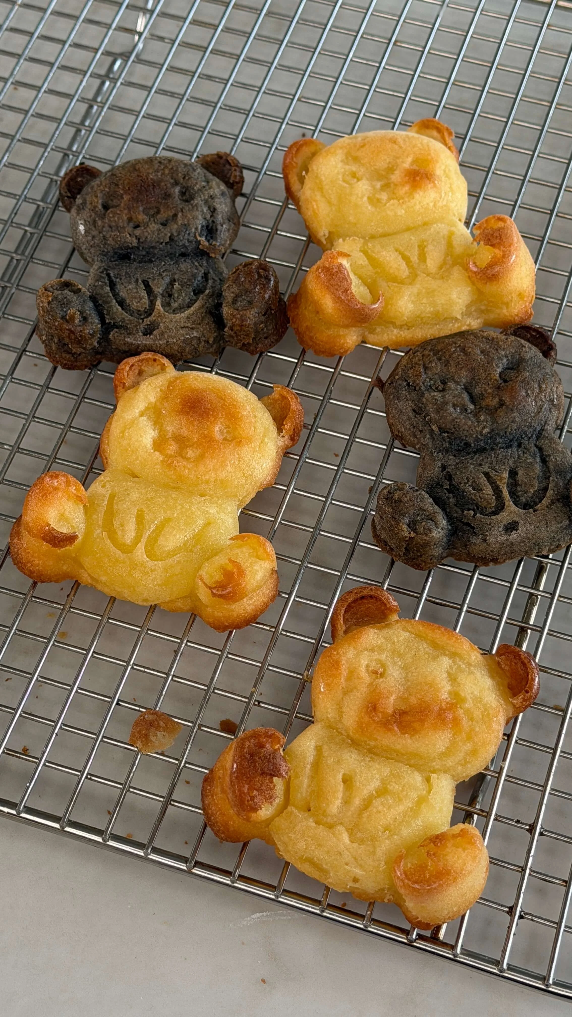 crispy mochi bears on wire rack