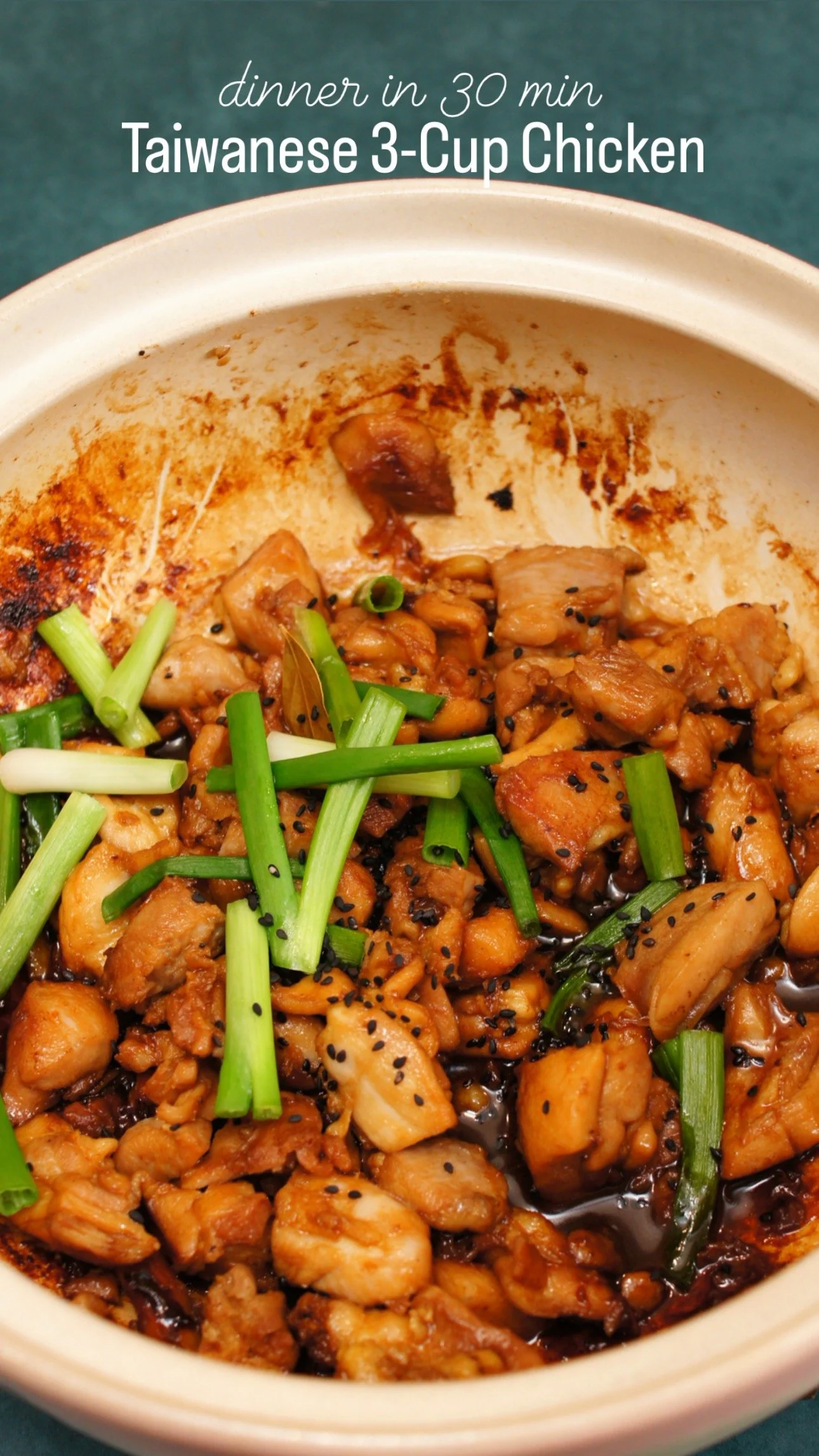 braised 3 cup chicken in clay pot