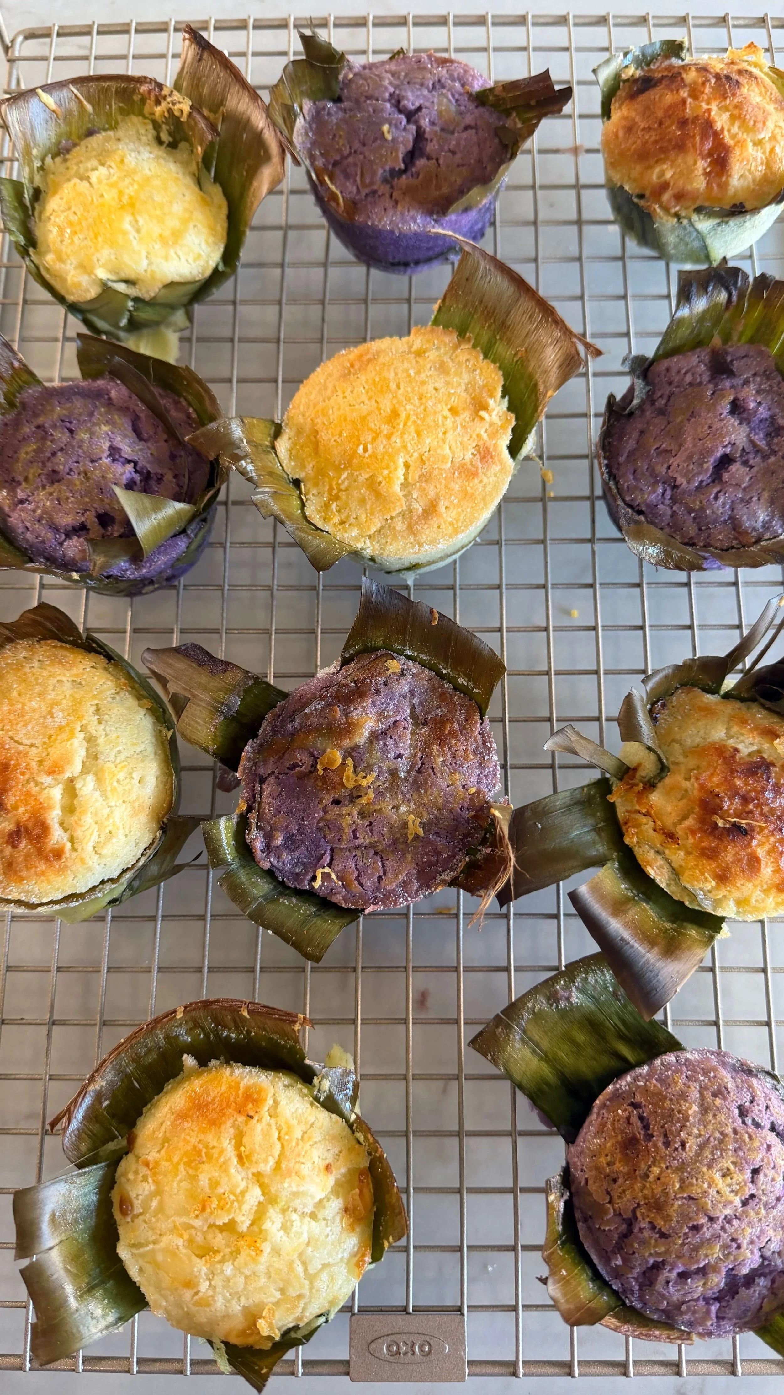 bibingka muffins on wire rack