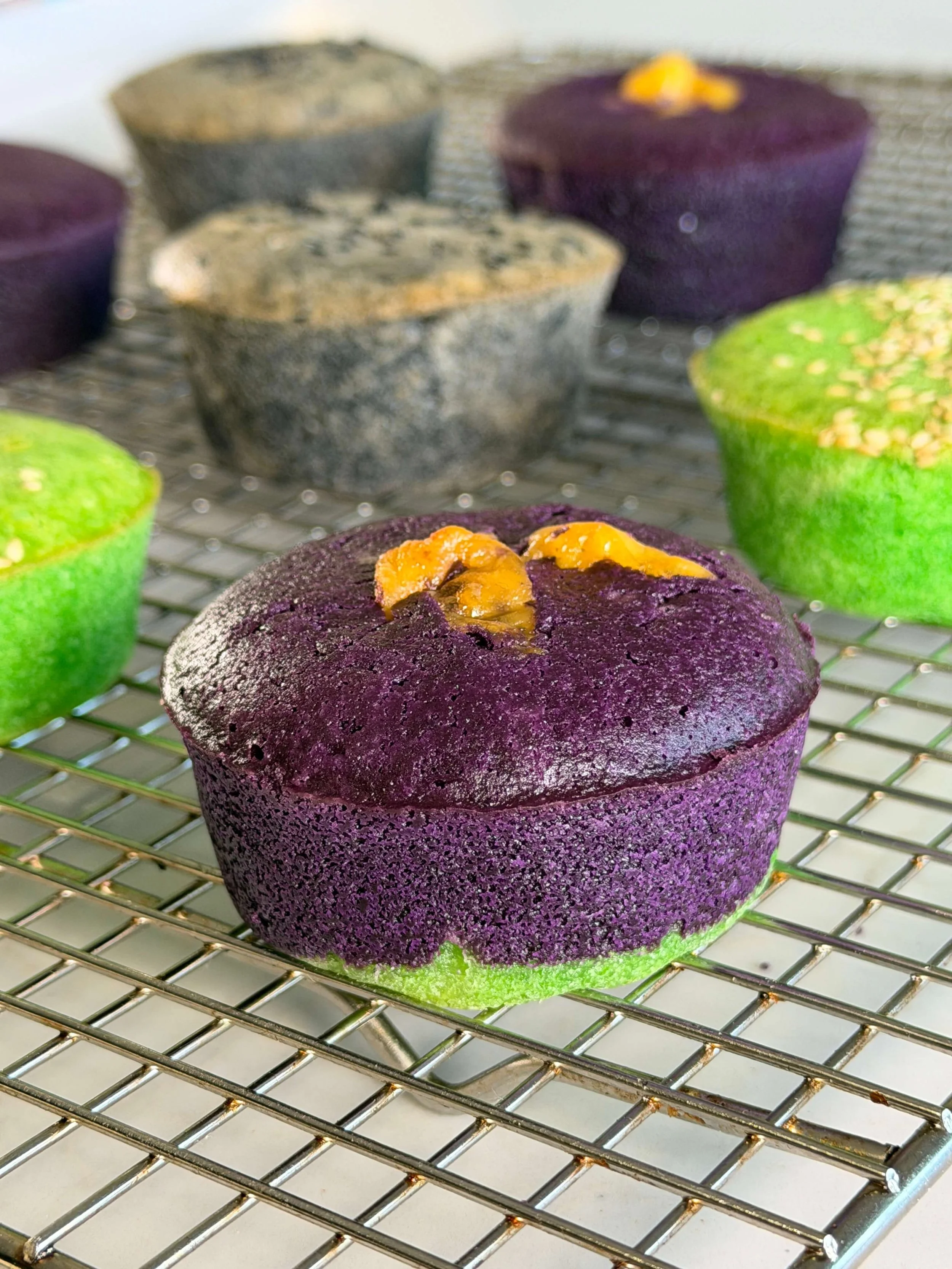 ube mochi muffin with cheese