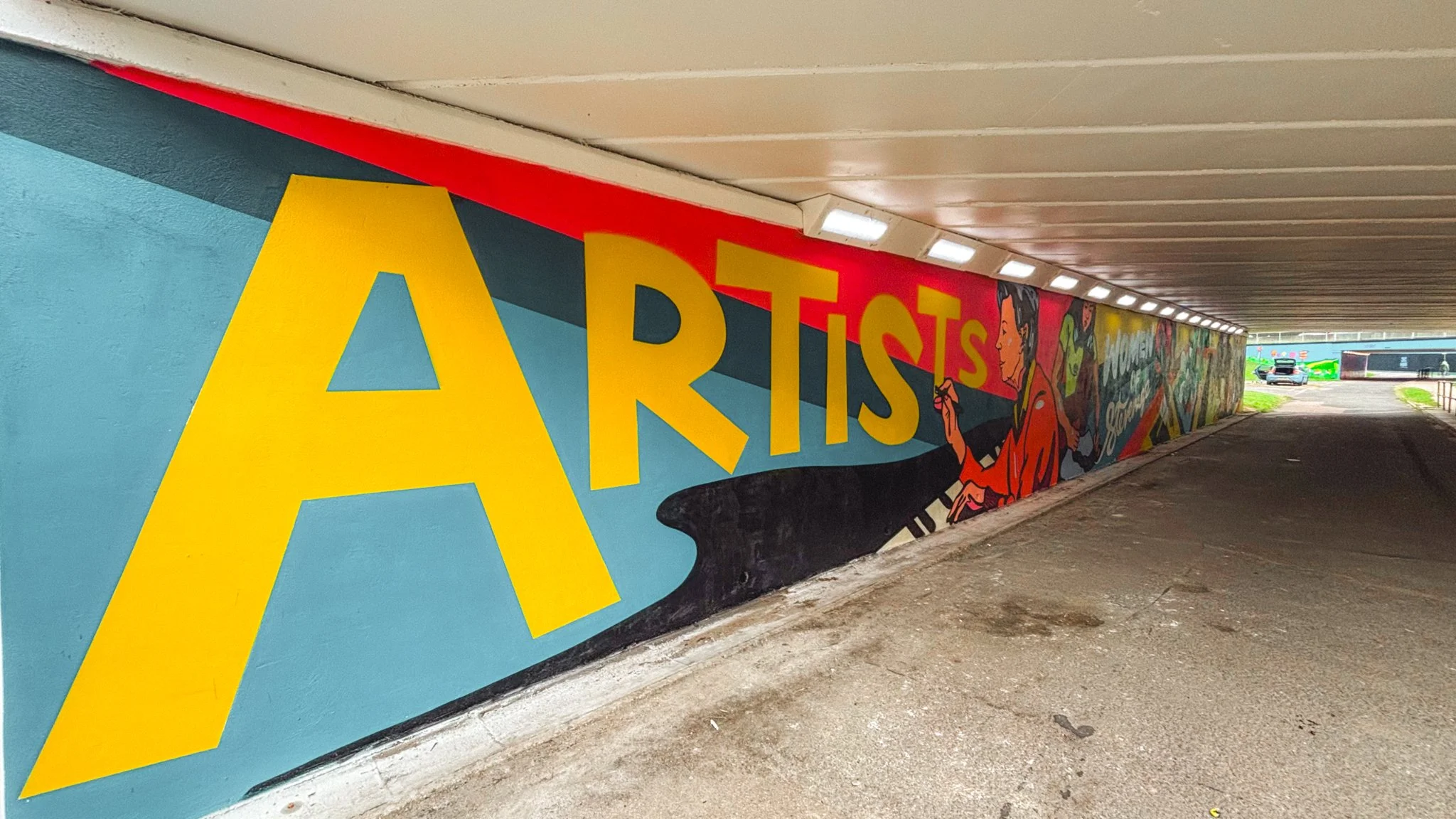 Community-inspired mural by Molly Hankinson reflecting the history and achievements of women in Stevenage.