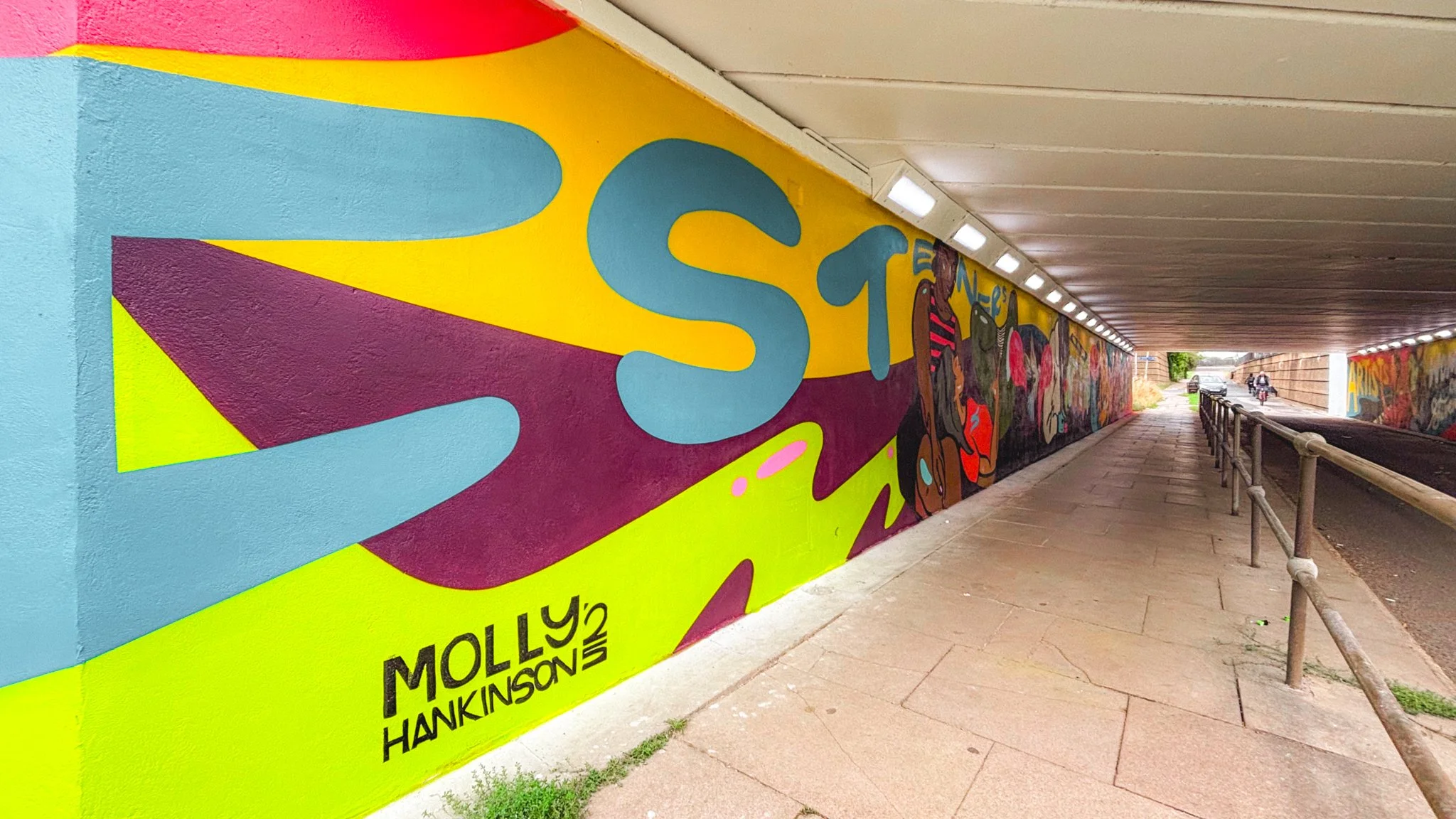 Placemaking project by Blank Walls featuring Molly Hankinson’s mural honouring local women who shaped Stevenage’s story.