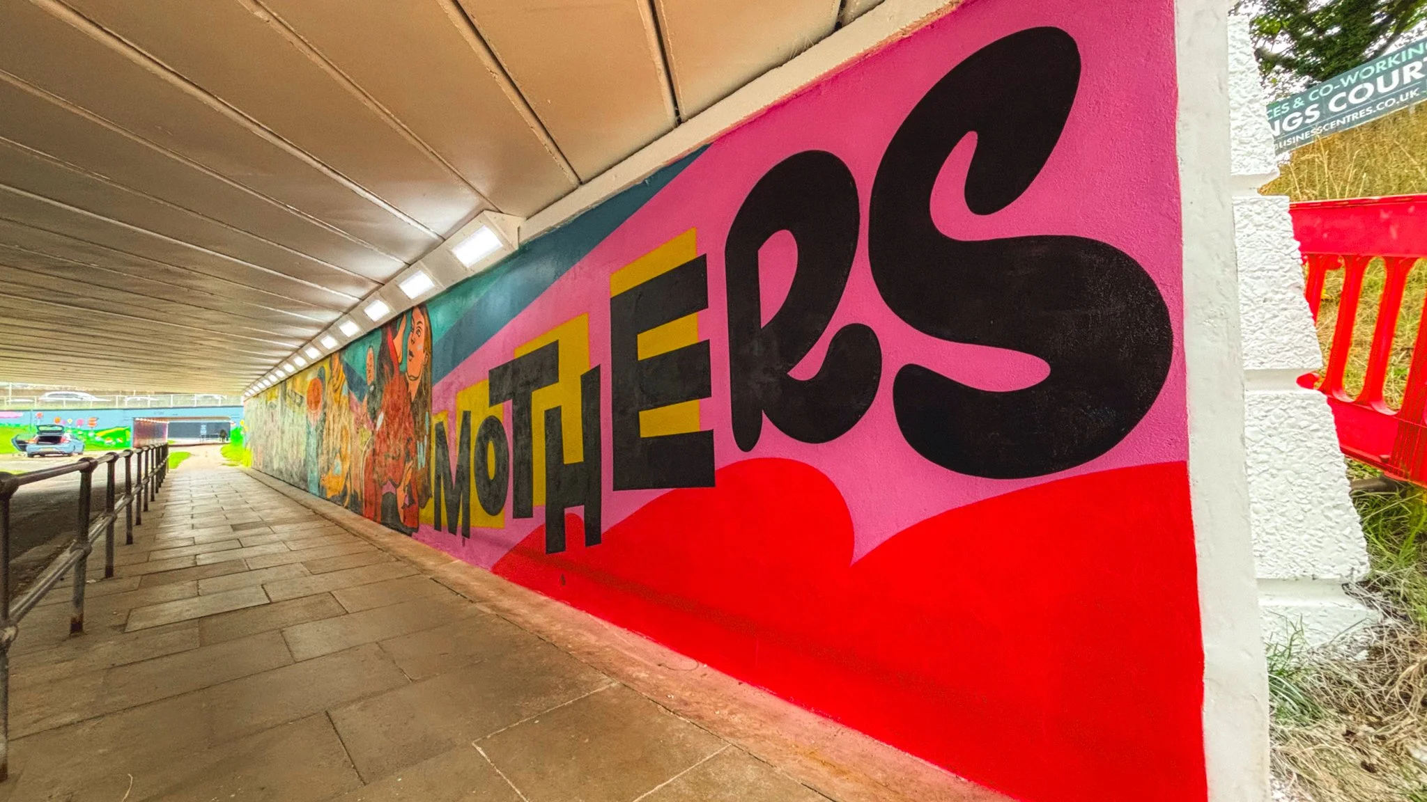 Public art mural by Molly Hankinson for Blank Walls in Stevenage, highlighting women’s stories and community identity.
