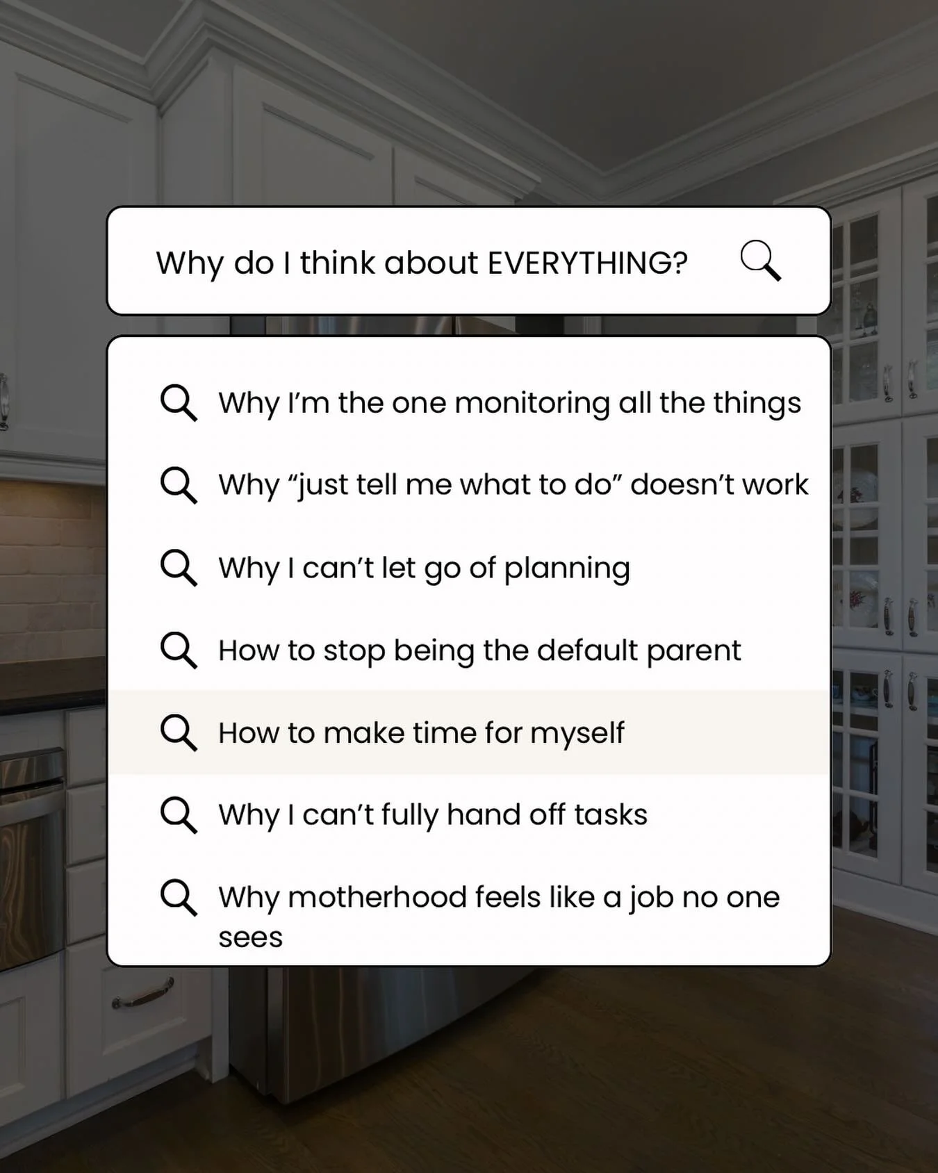 If you&rsquo;ve ever thought &ldquo;Why do I think about everything?&rdquo; &mdash; that&rsquo;s the mental load.

The constant planning, remembering, anticipating, and managing that lives in your head and shows up in every corner of your day.

Join 