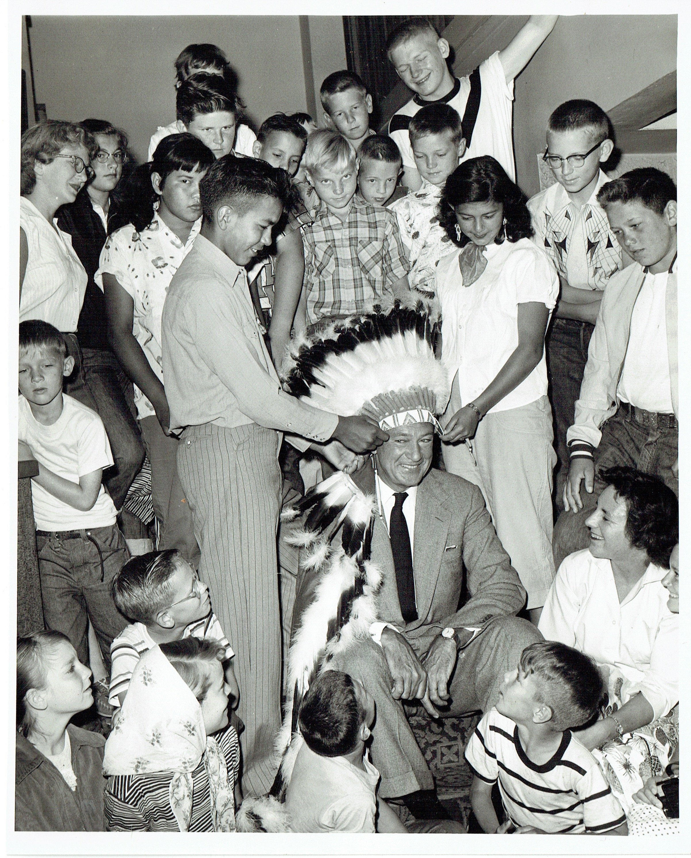 GC with Blackfoot Indian Children at MT Orphanage 1957.jpeg