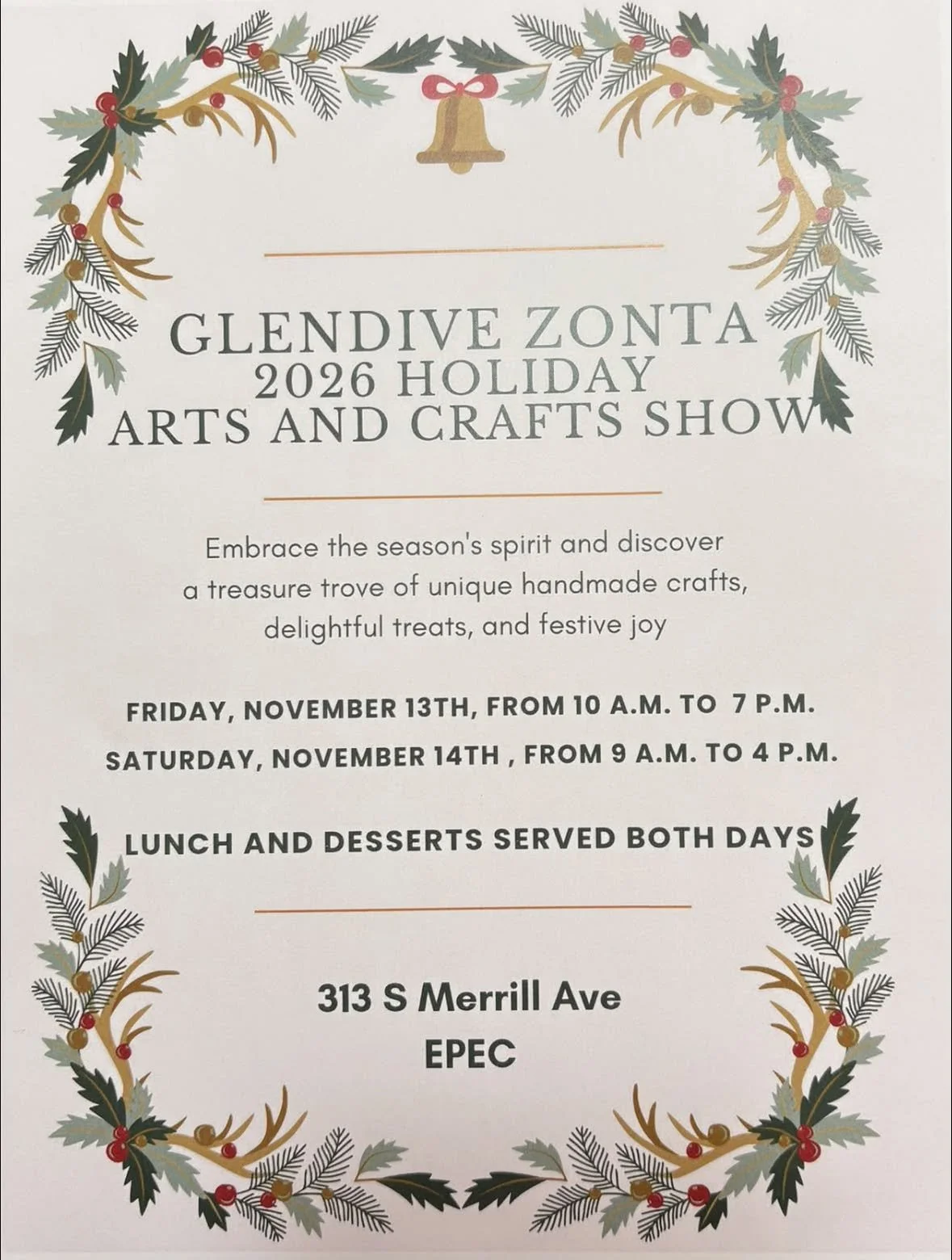 Zonta 2026 Holiday Arts and Crafts Show
