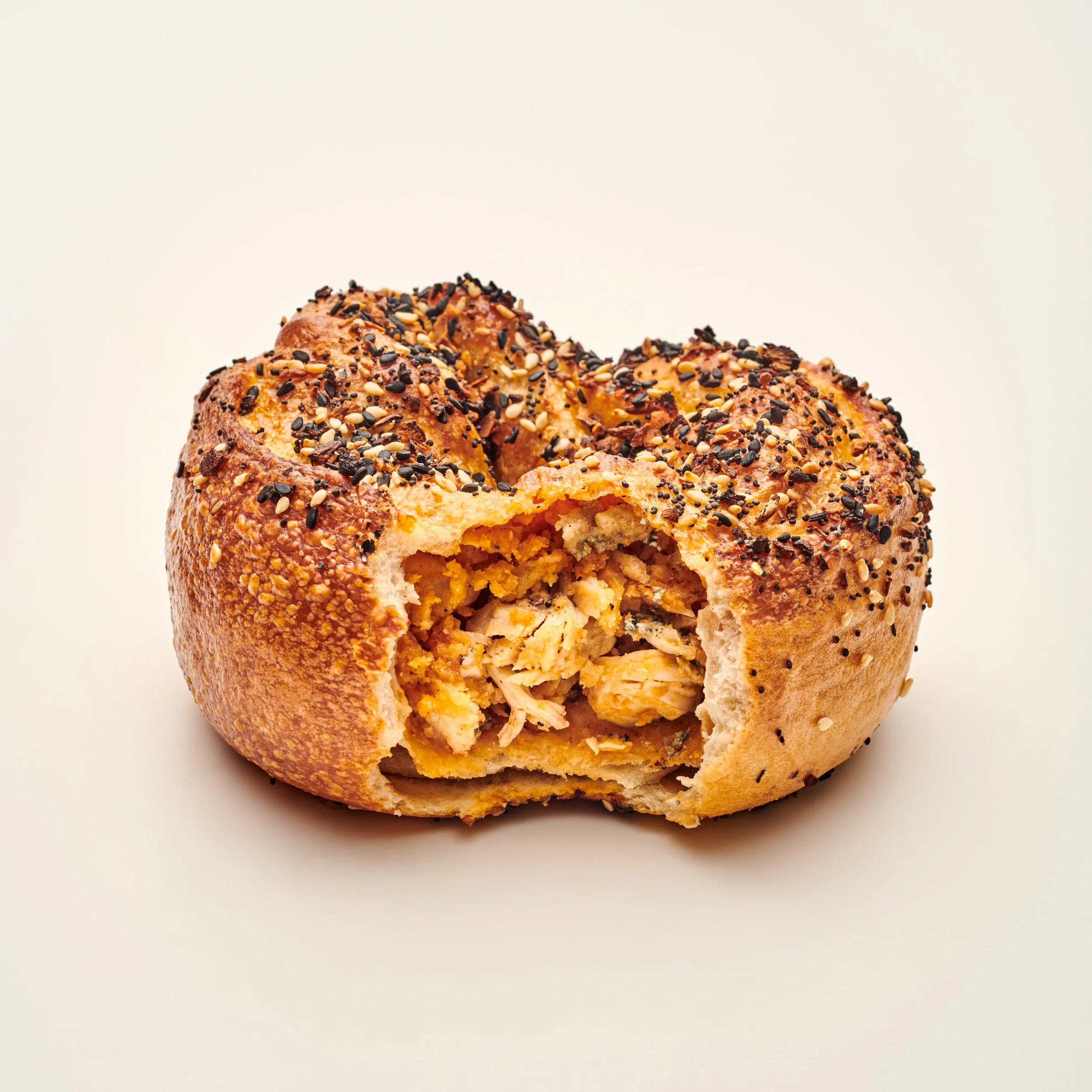 Buffalo Chicken Stuffed Bagel