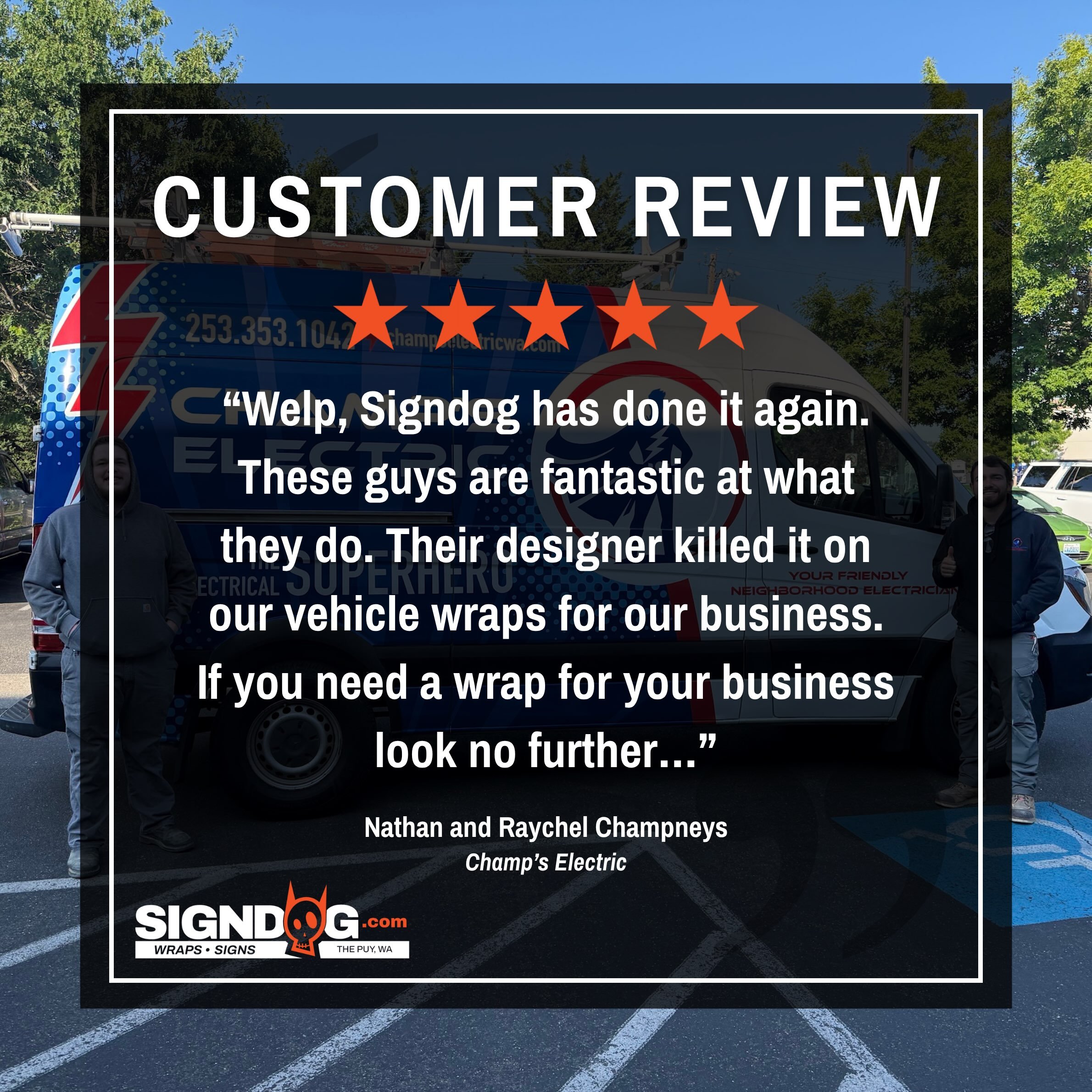 Customer Review Spotlight: Thank you so much for the amazing review, Nathan and Raychel! 🙌 We&rsquo;re so glad you loved how the wraps turned out. See you for the next one! 🐾🔥
-
#Electrician #HVAC #CommercialFleet #PierceCounty #KingCounty