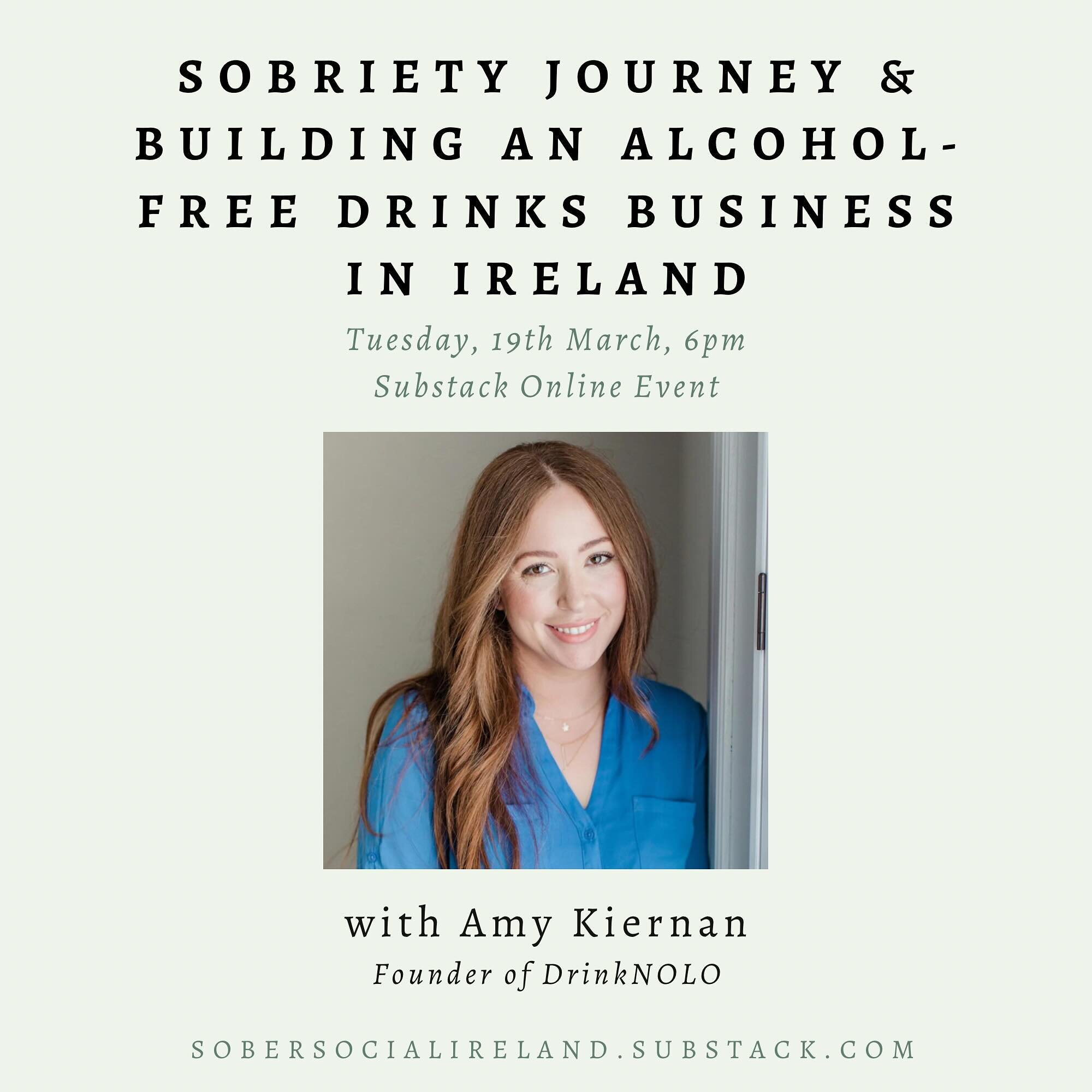 MARCH GUEST WORKSHOP🎉

 At 6:00pm next Tuesday evening, I&rsquo;ll be hosting our March guest workshop with Amy Kiernan, founder of Drink NOLO @idrinknolo !

Amy Kiernan is the founder of Ireland&rsquo;s newest non-alcoholic online bottle shop, Drin