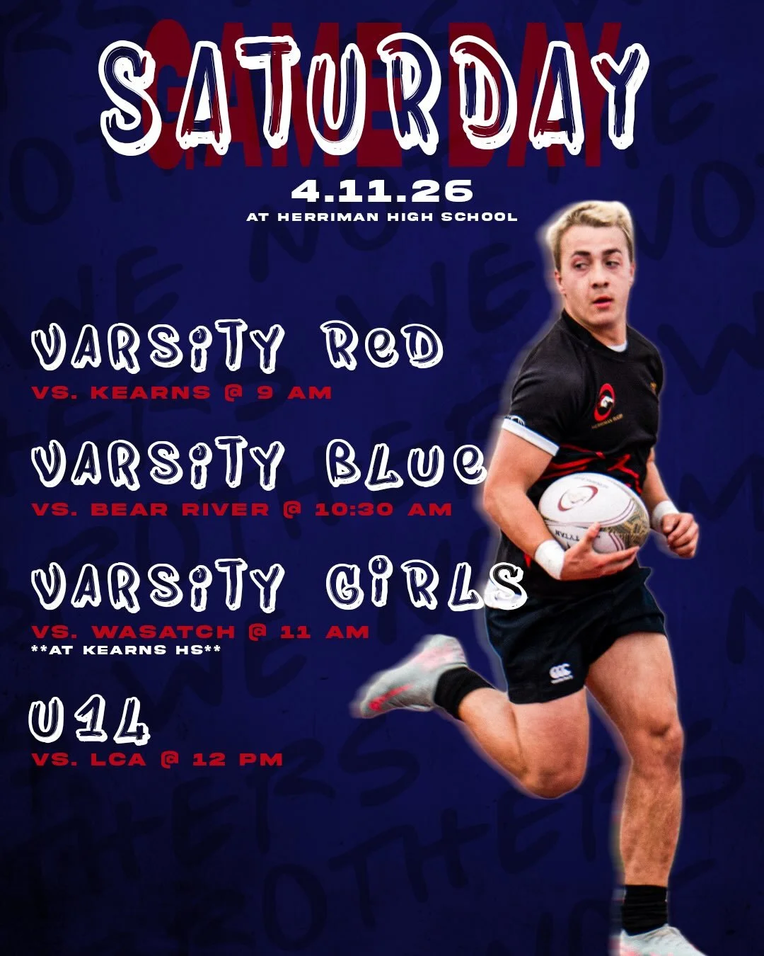 Back to our regular scheduled programming&hellip;. 

Your First XV &amp; Finishers for our Varsity Red &amp; Blue matches tomorrow at Herriman!