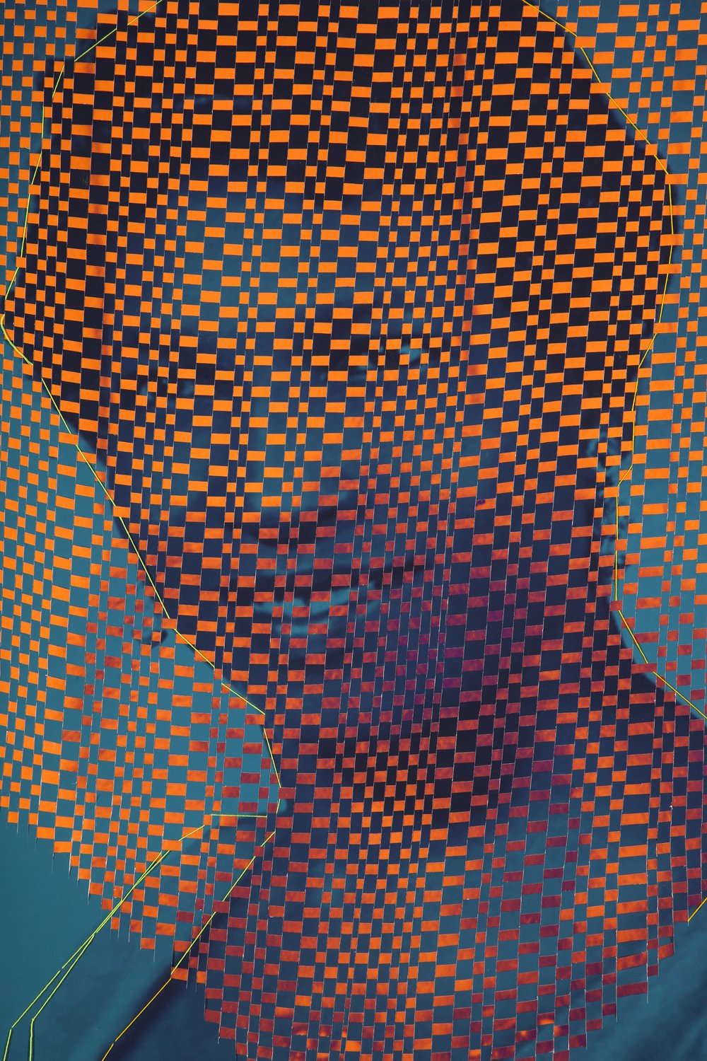 Mom’s Smile Granny’s Eyes II, 2023 Archival Pigment Print, Cotton Yarn, Framed 80 x 60 in