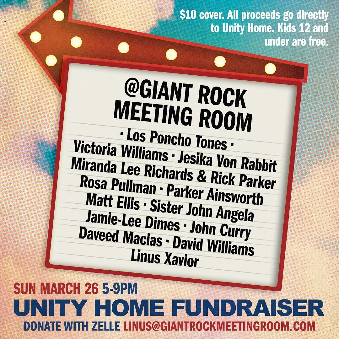 Looking forward to performing at this year&rsquo;s @unityhome fundraiser sponsored by @giantrockmeetingroom - the cure is in the cause - with @jesikavonrabbit @parkerainsworth @mattellismusic @jamieleedimes @rpjams @rosapullman #victoriawilliams #sis